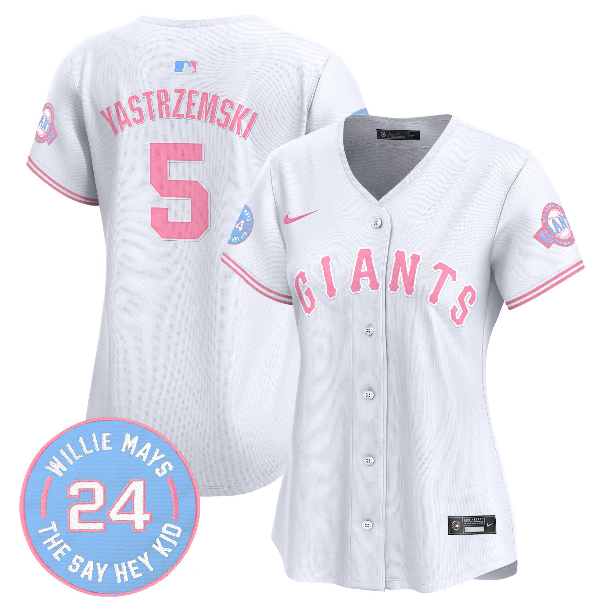 Women's Mike Yastrzemski Unisex San Francisco Giants Bubblegum Pink Vapor Premier Limited White Jersey - All Stitched