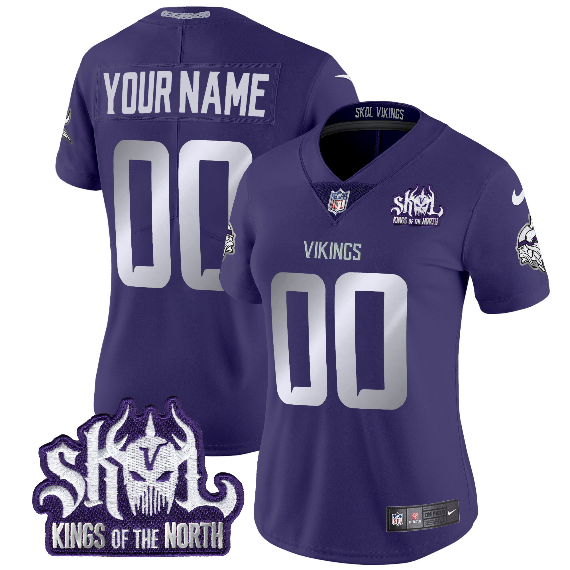 Women's Minnesota Vikings 2024 Winter Warrior Skol Patch Vapor Limited Custom Purple Jersey - All Stitched