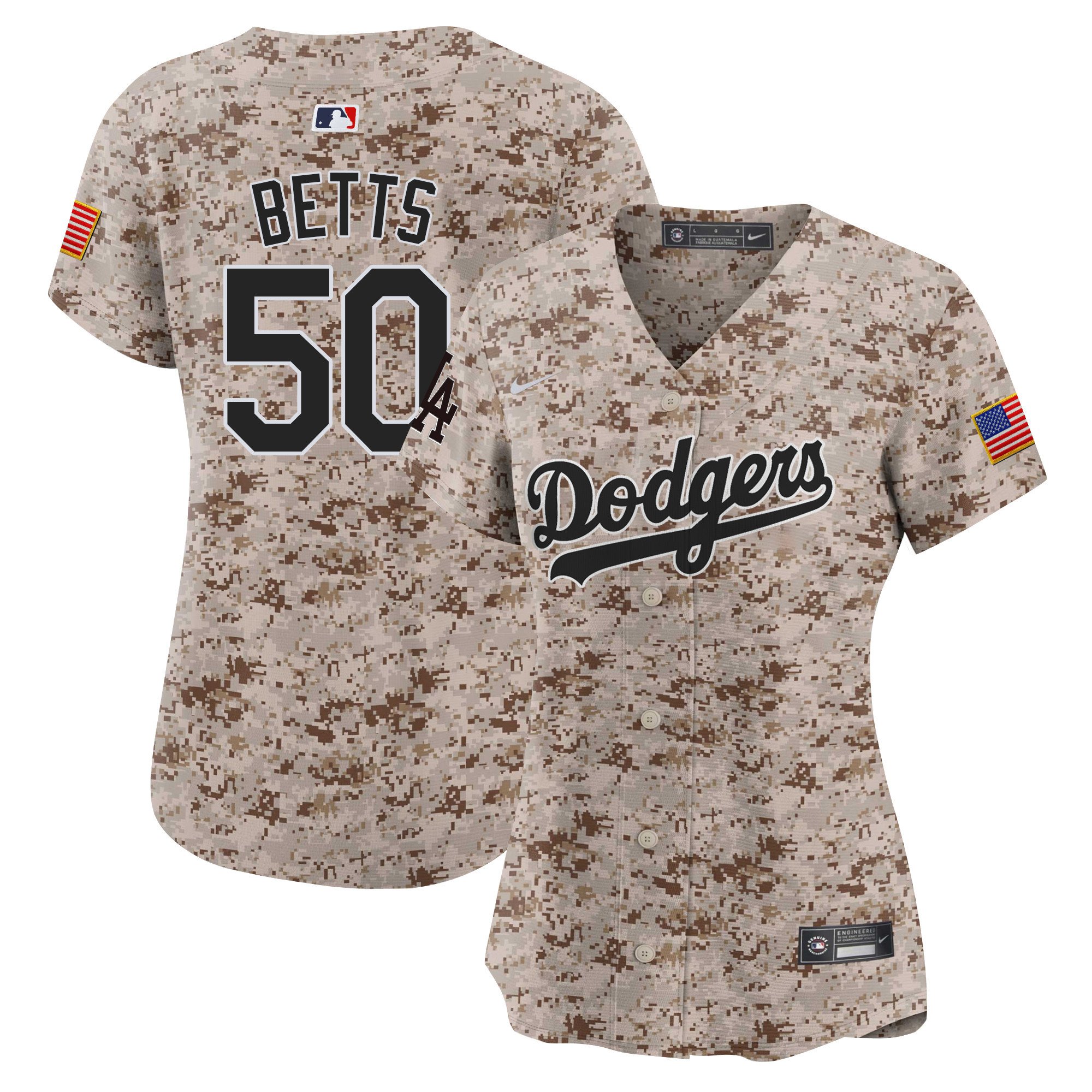 Women's Mookie Betts Los Angeles Dodgers USMC Alternate Vapor Premier Limited Desert Jersey - All Stitched