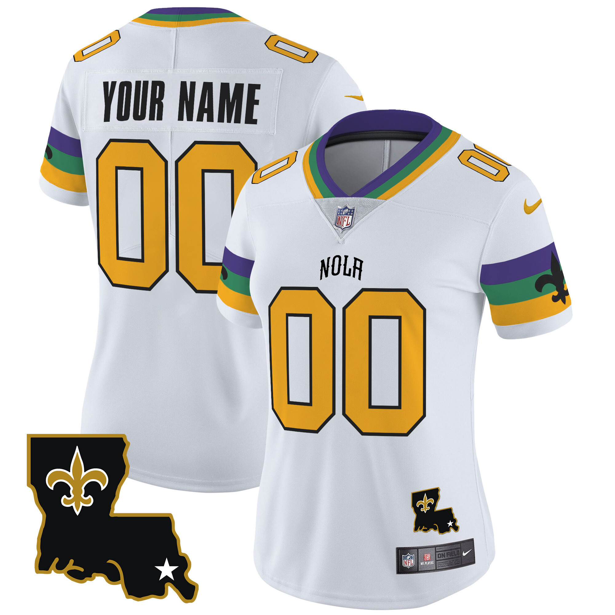 Women's New Orleans Saints 2024 New Orleans City Vapor Limited Custom White Jersey - All Stitched