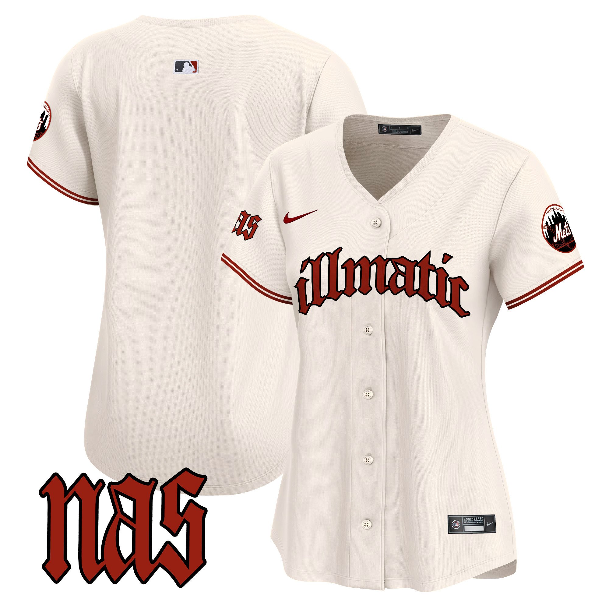 Women's New York Mets Nas Illmatic Vapor Premier Limited Cream Jersey - All Stitched