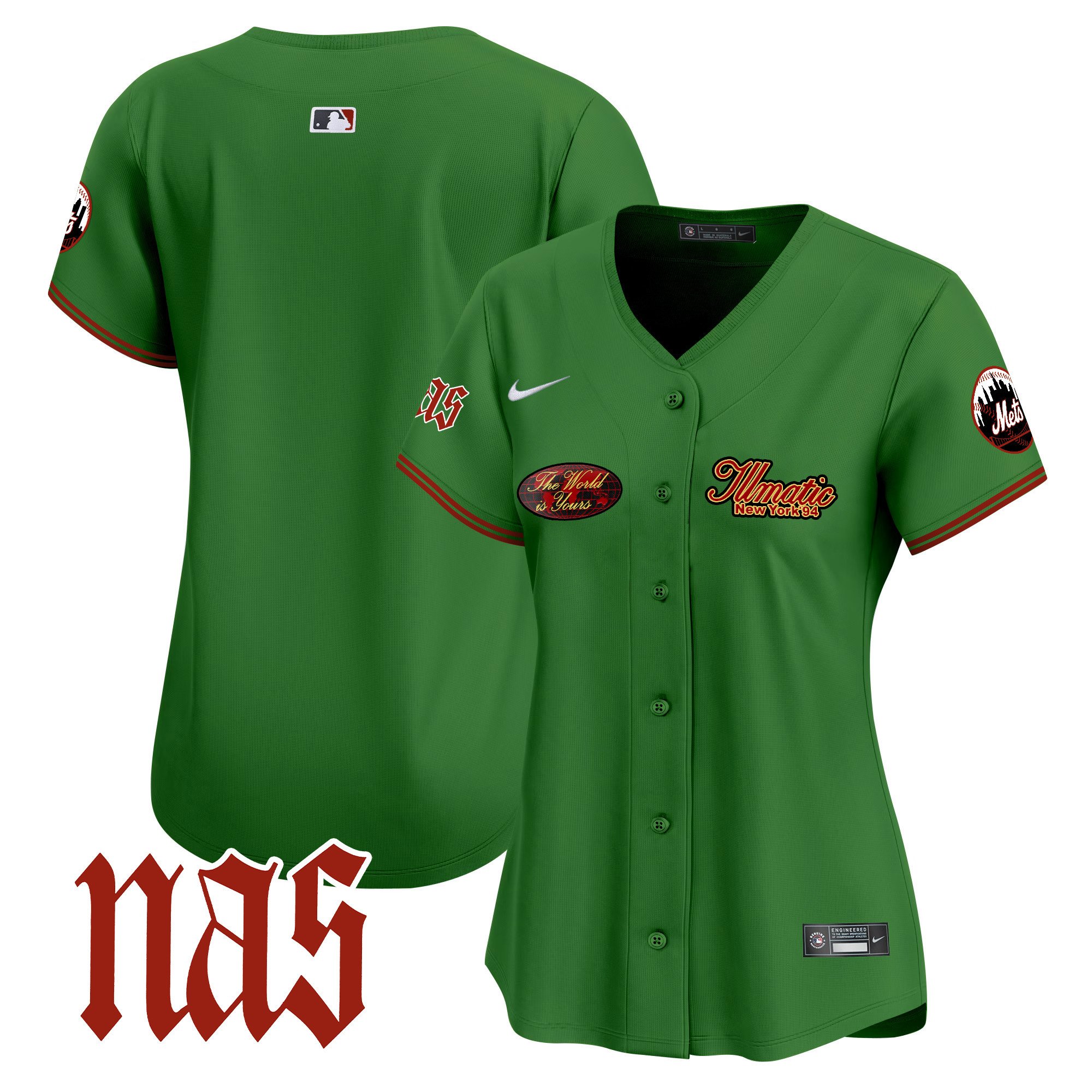 Women's New York Mets Nas Illmatic Vapor Premier Limited Green Jersey V2 - All Stitched