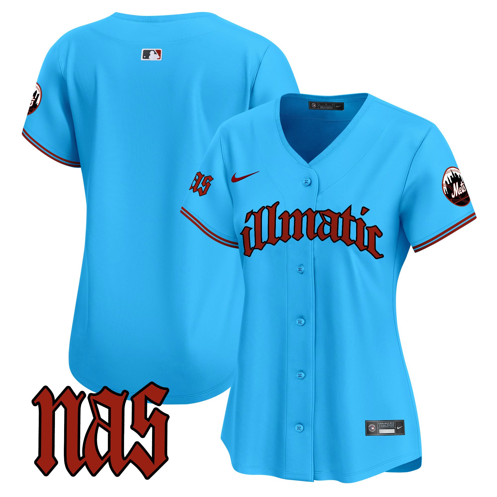 Women's New York Mets Nas Illmatic Vapor Premier Limited Light Blue Jersey - All Stitched