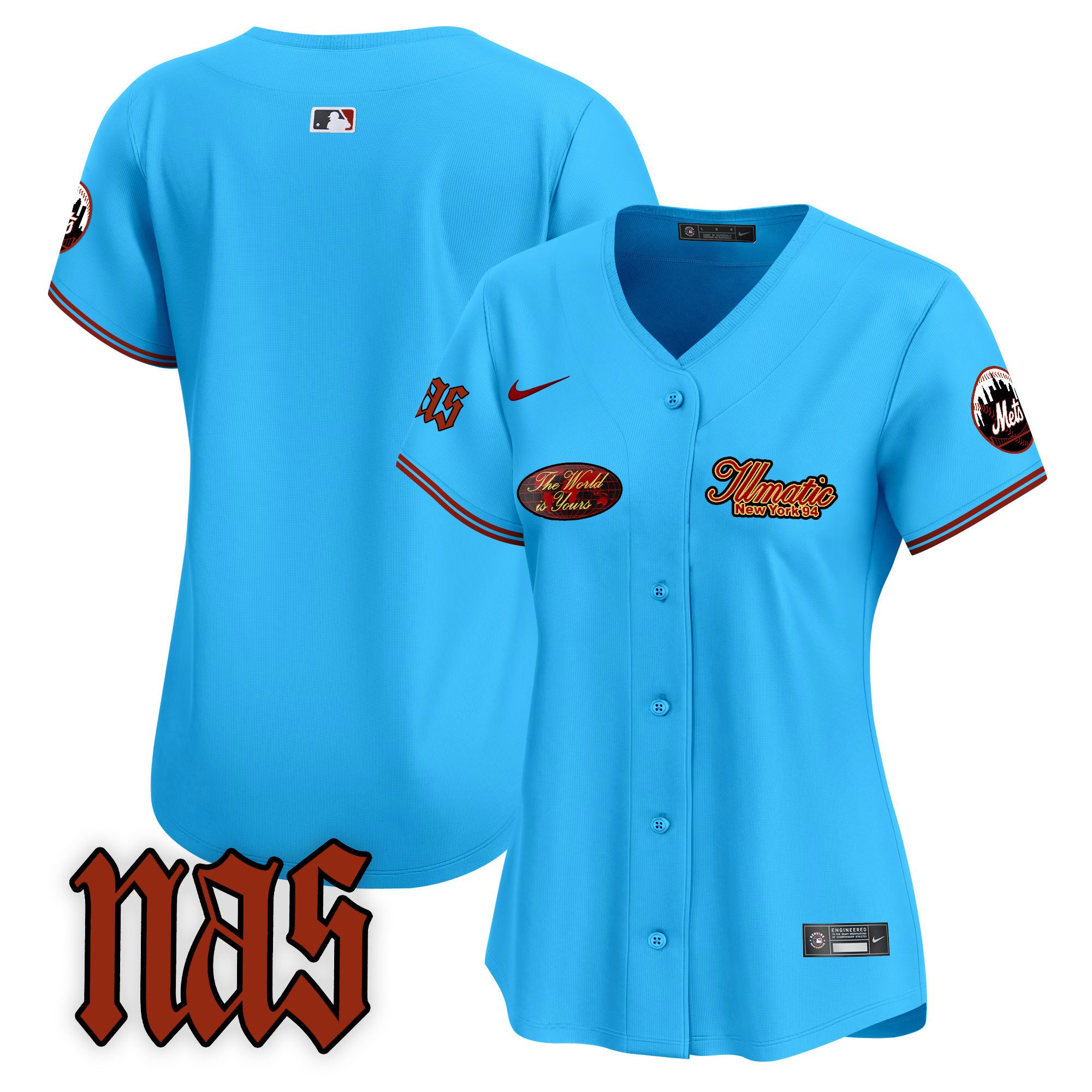 Women's New York Mets Nas Illmatic Vapor Premier Limited Light Blue Jersey V2 - All Stitched