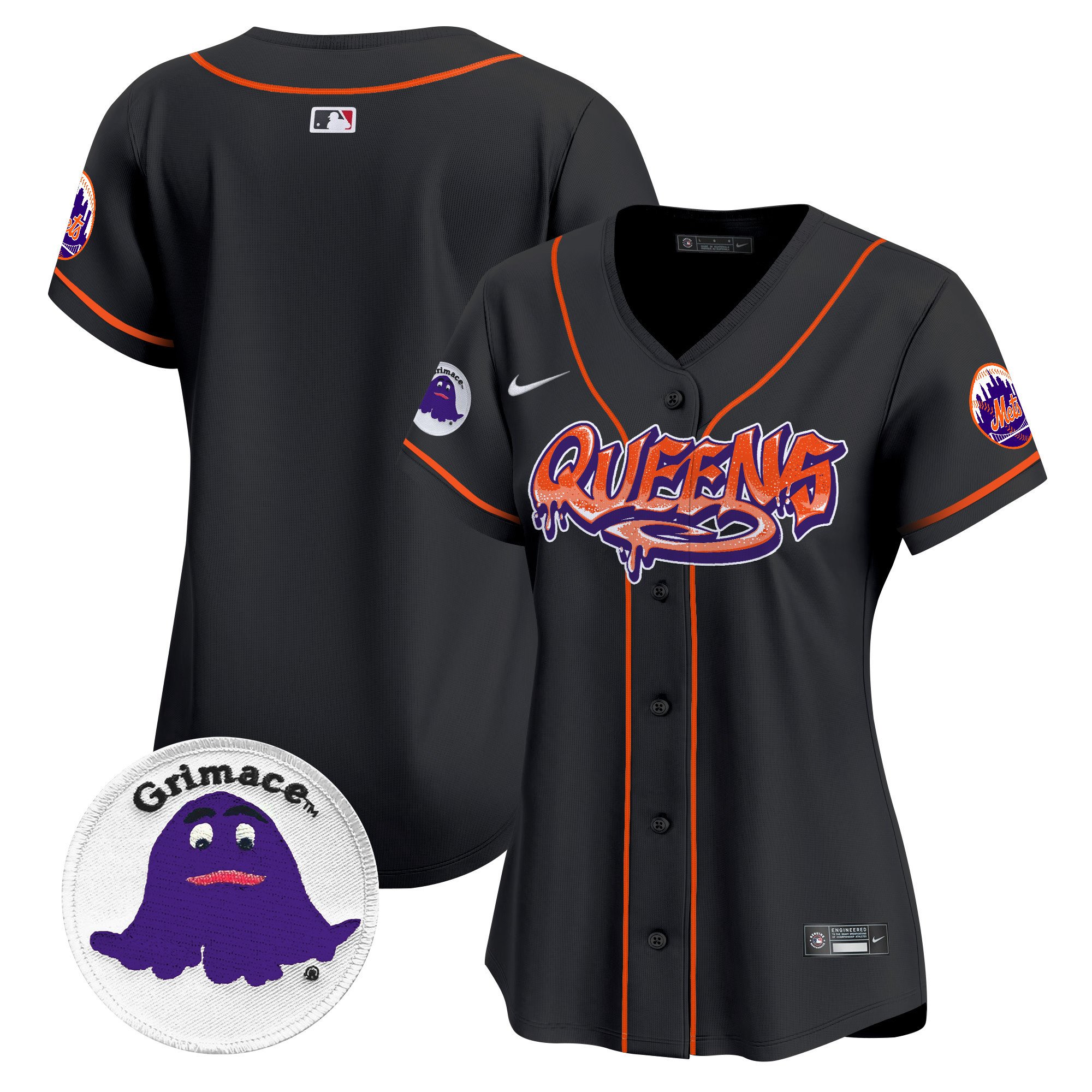 Women's New York Mets Queens Graffiti Vapor Premier Limited Black Jersey - All Stitched