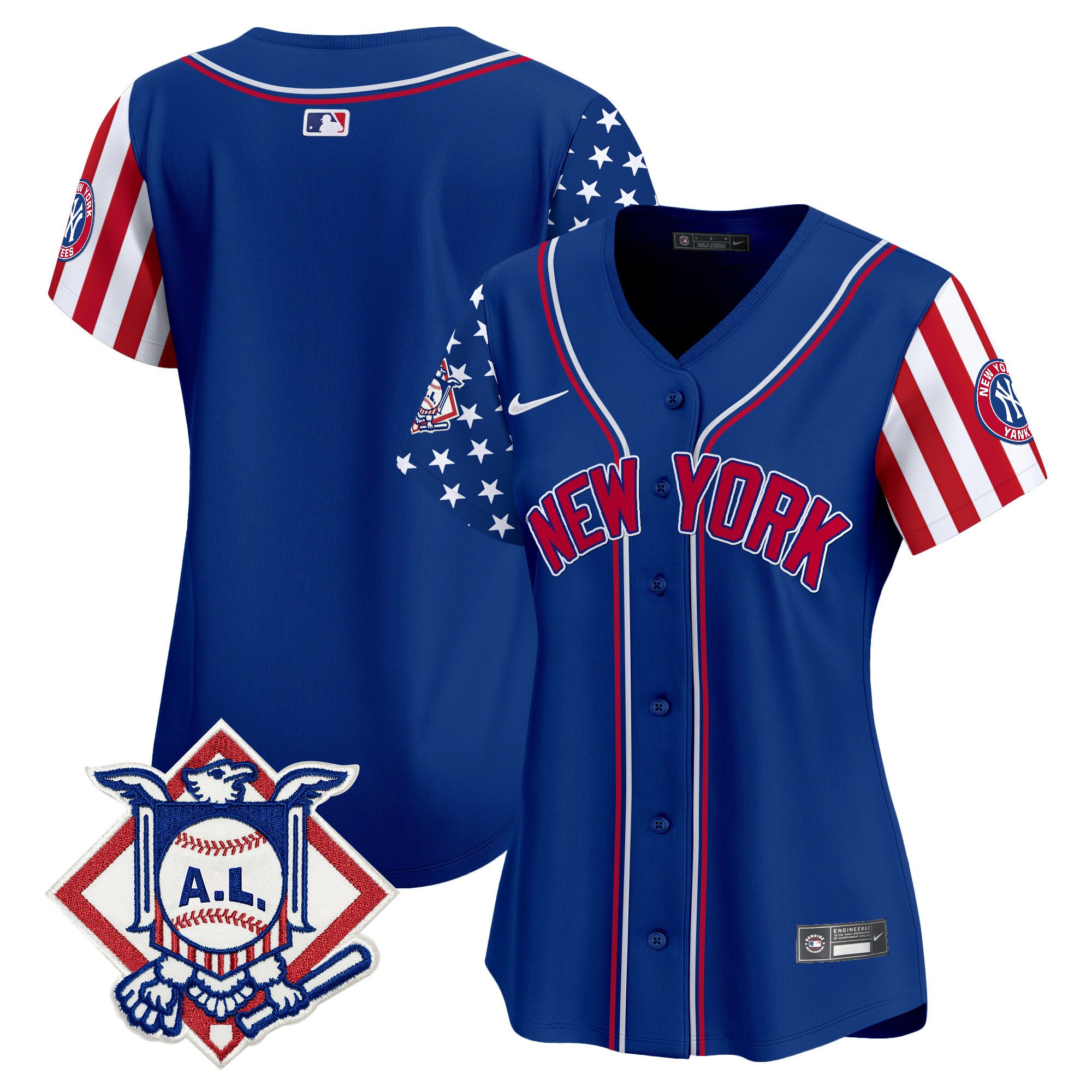 Women's New York Yankees 2024 Fourth of July Vapor Premier Limited Royal Jersey V2 - All Stitched