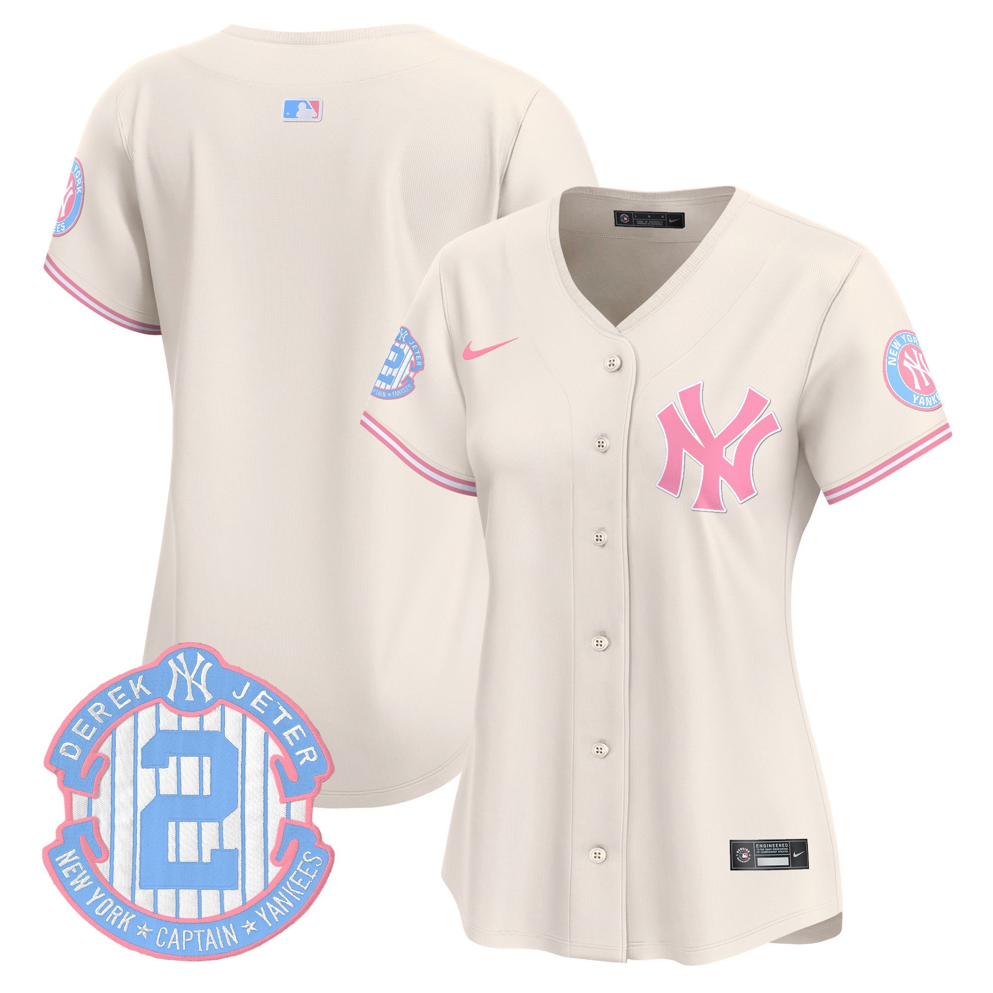 Women's New York Yankees Bubblegum Pink Vapor Premier Limited Cream Jersey - All Stitched
