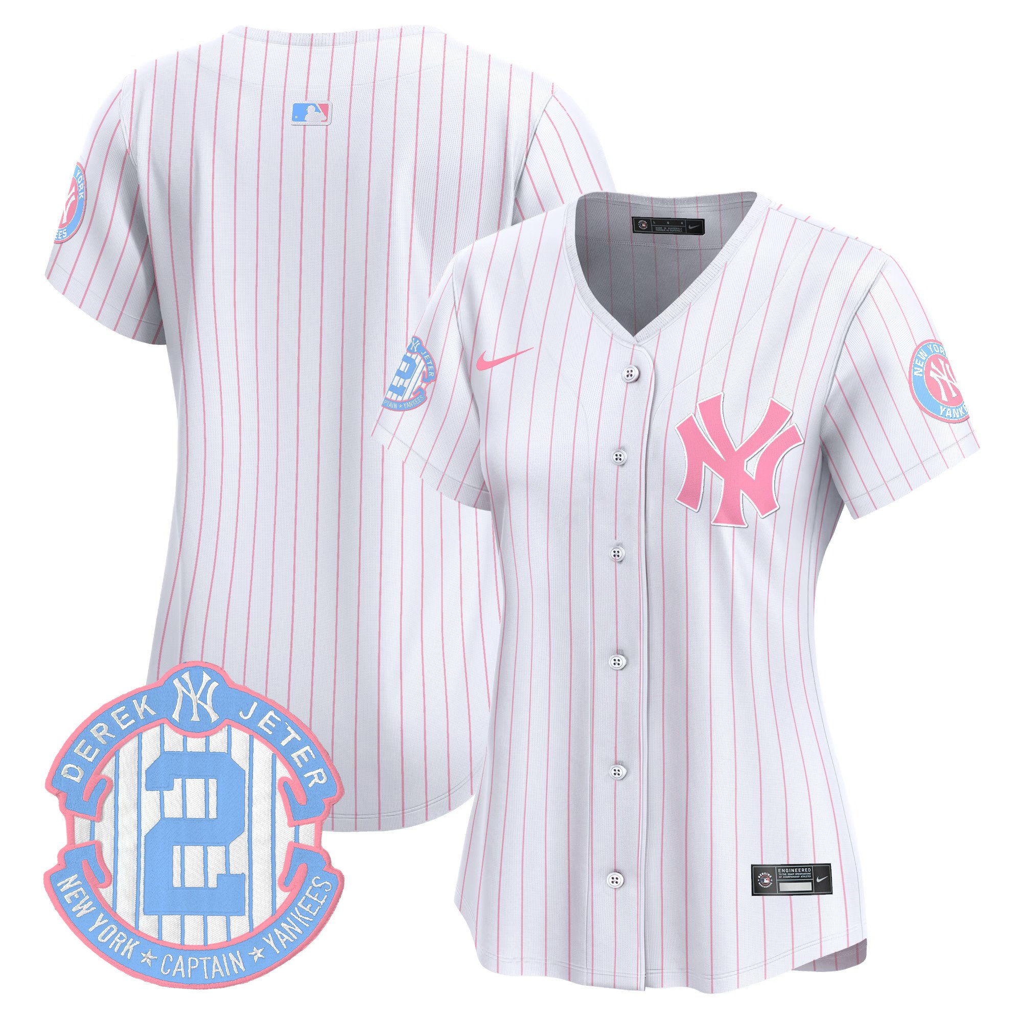 Women's New York Yankees Bubblegum Pink Vapor Premier Limited Pinstripe Jersey - All Stitched