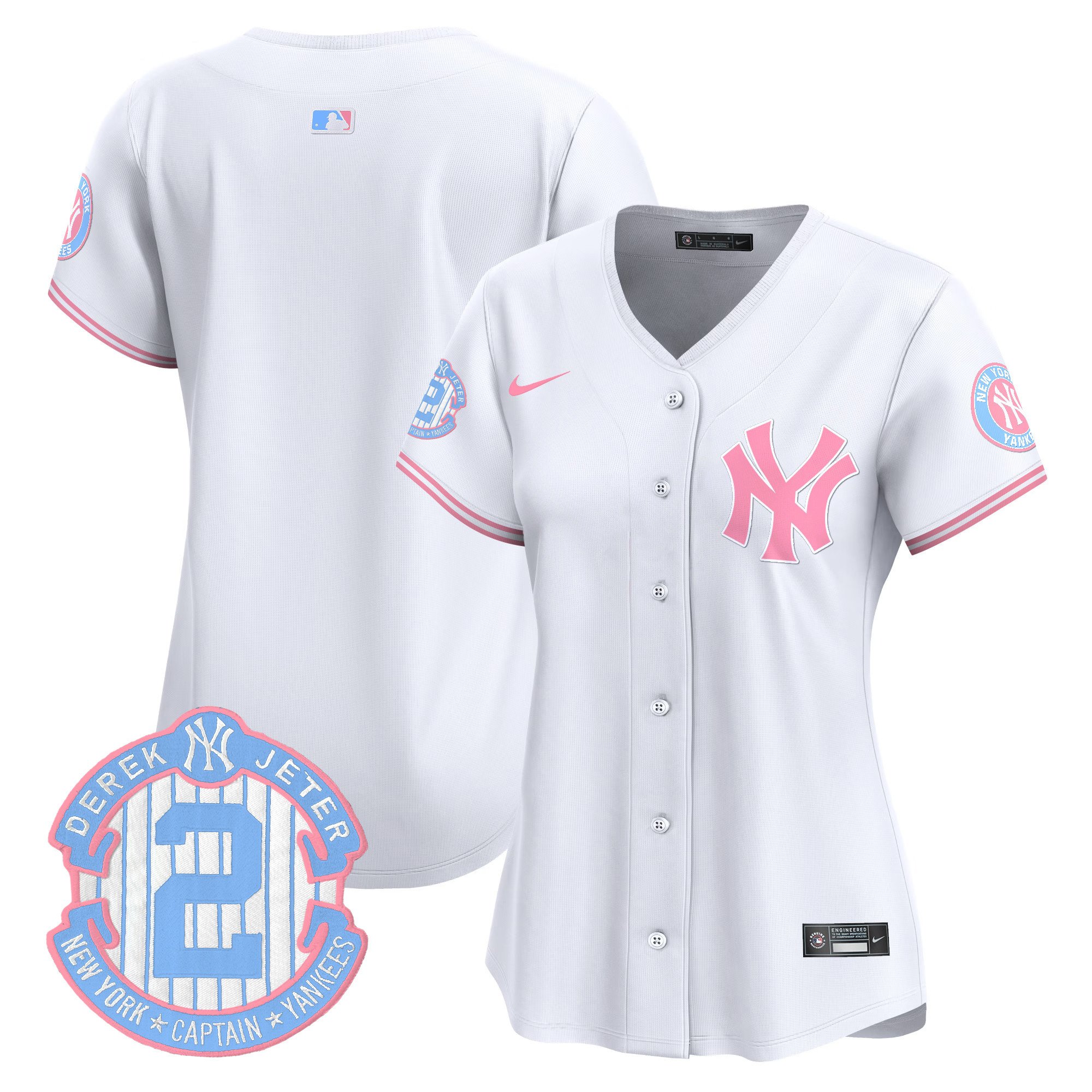 Women's New York Yankees Bubblegum Pink Vapor Premier Limited White Jersey - All Stitched
