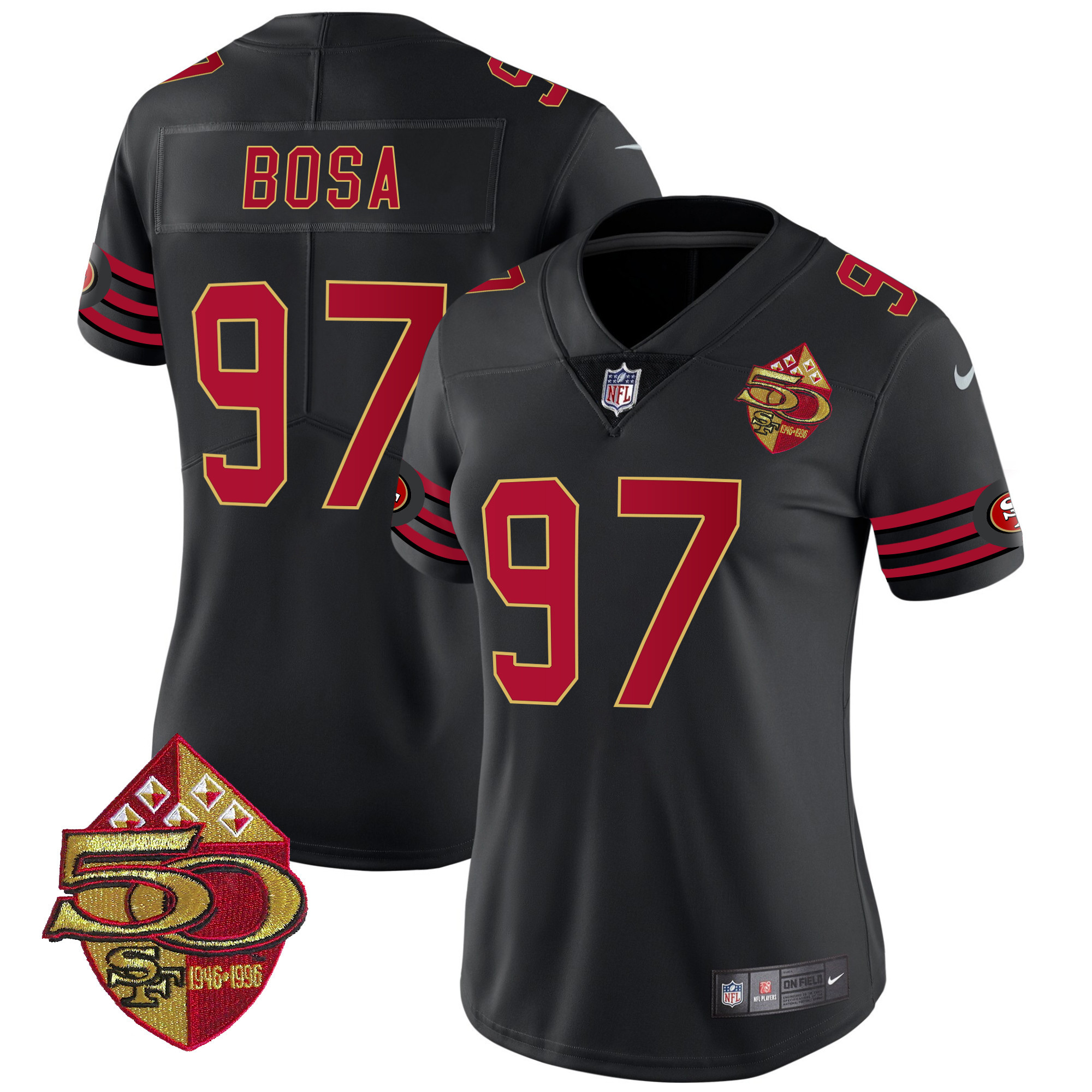 Women's Nick Bosa San Francisco 49ers 1996 Throwback Vapor Limited Black Jersey - All Stitched