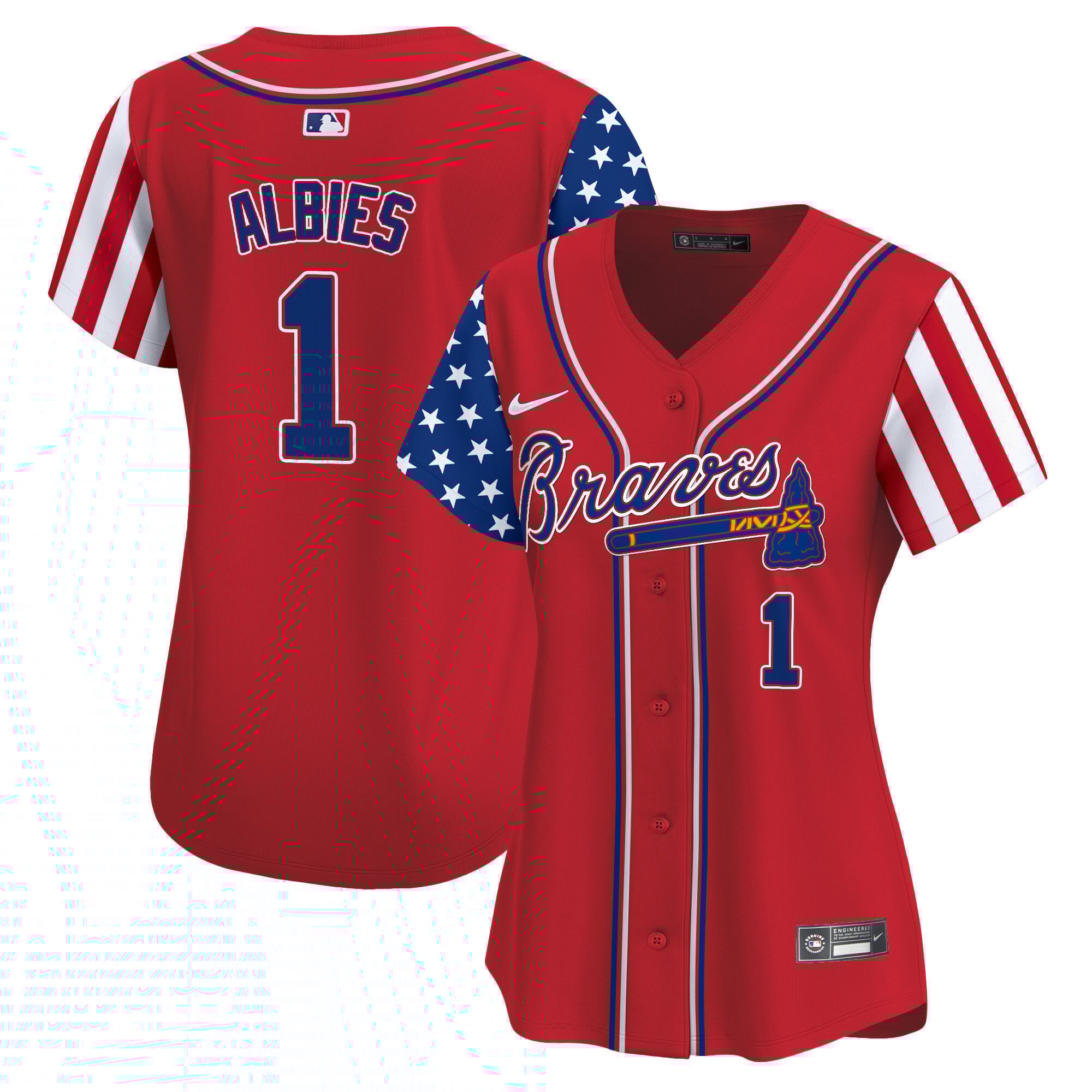Women's Ozzie Albies Atlanta Braves 2024 Independence Day Vapor Premier Limited Red Jersey - All Stitched