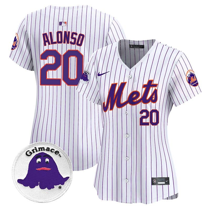 Women's Pete Alonso New York Mets Grimace Vapor Premier Limited Pinstripe Jersey - All Stitched