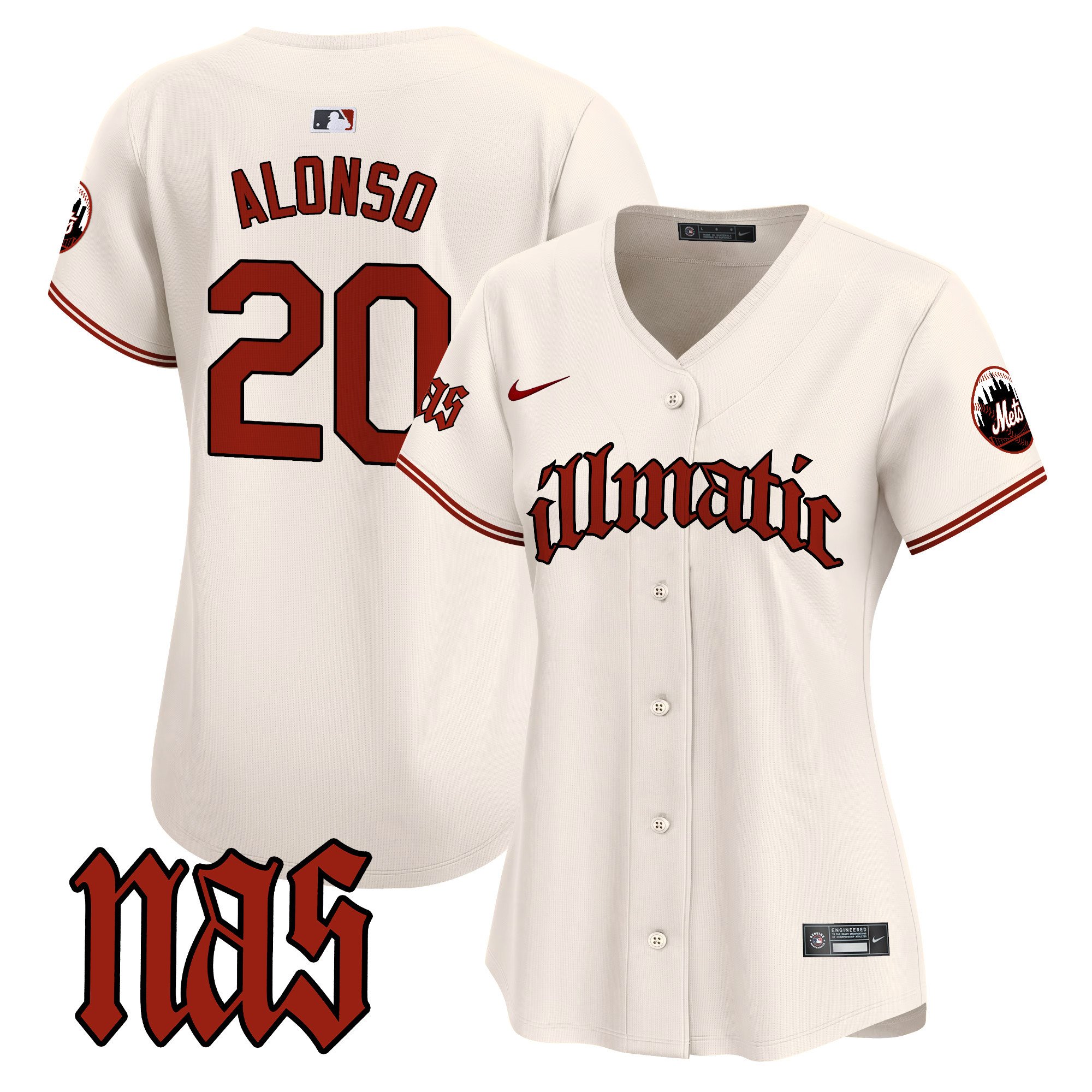 Women's Pete Alonso New York Mets Nas Illmatic Vapor Premier Limited Cream Jersey - All Stitched