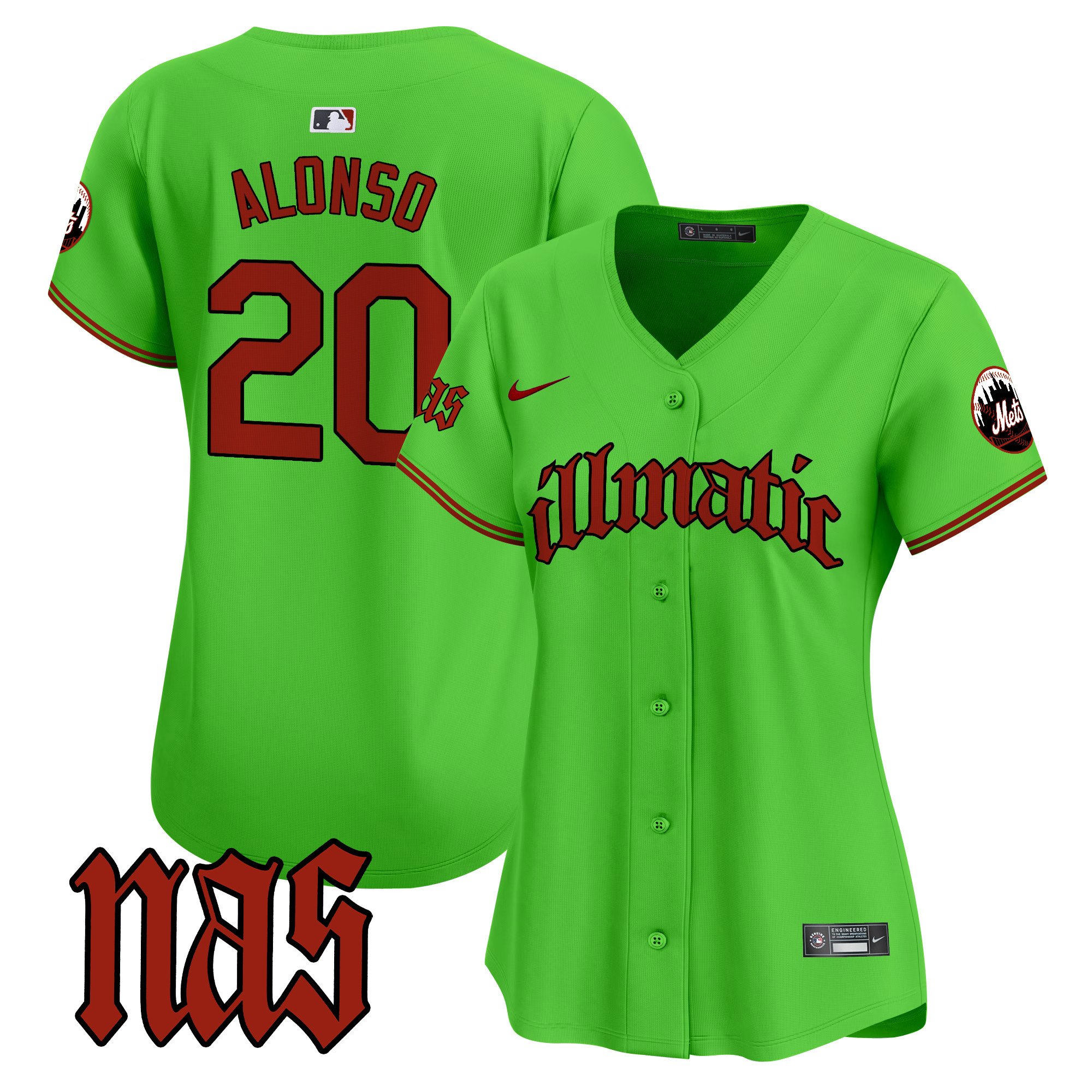 Women's Pete Alonso New York Mets Nas Illmatic Vapor Premier Limited Green Jersey - All Stitched