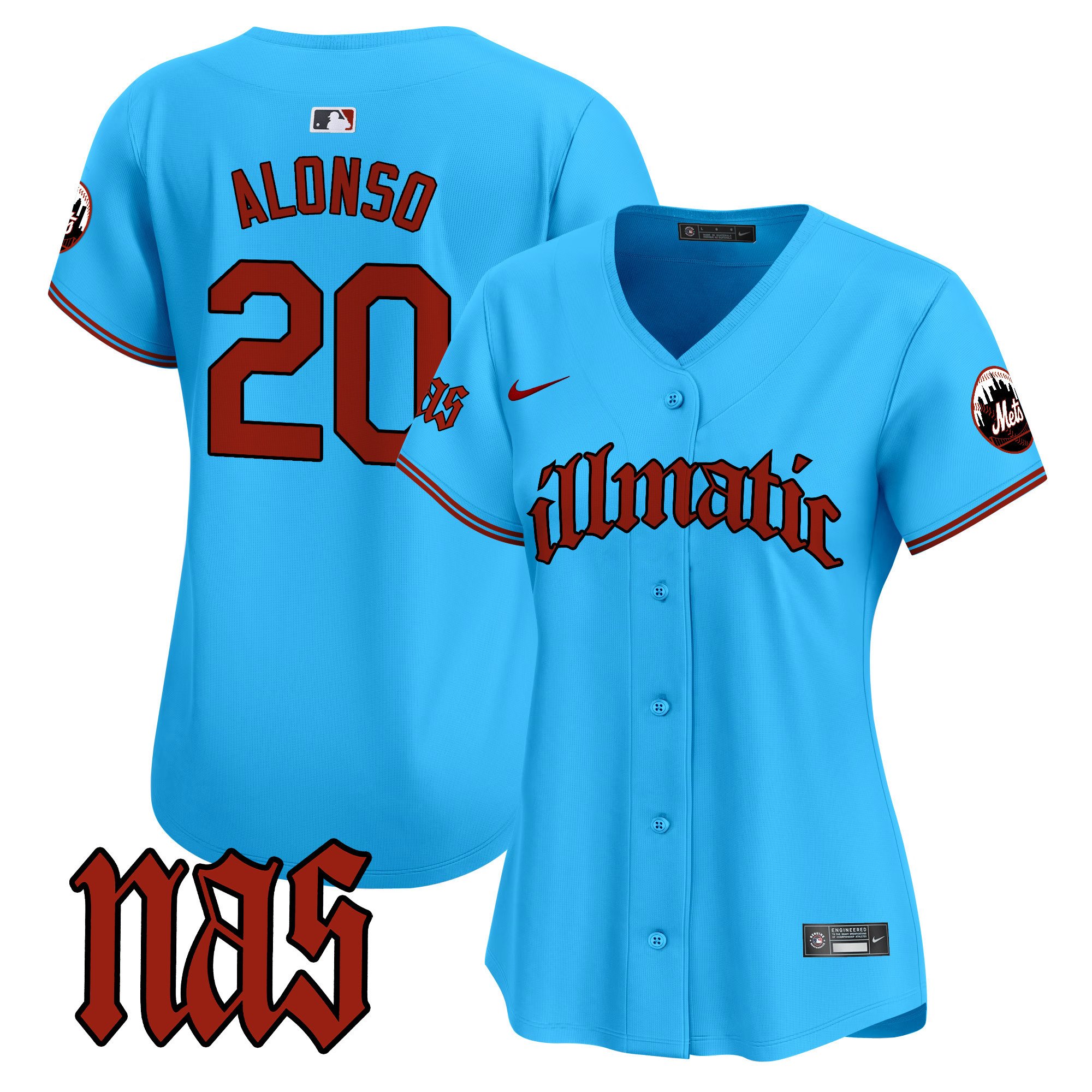 Women's Pete Alonso New York Mets Nas Illmatic Vapor Premier Limited Light Blue Jersey - All Stitched