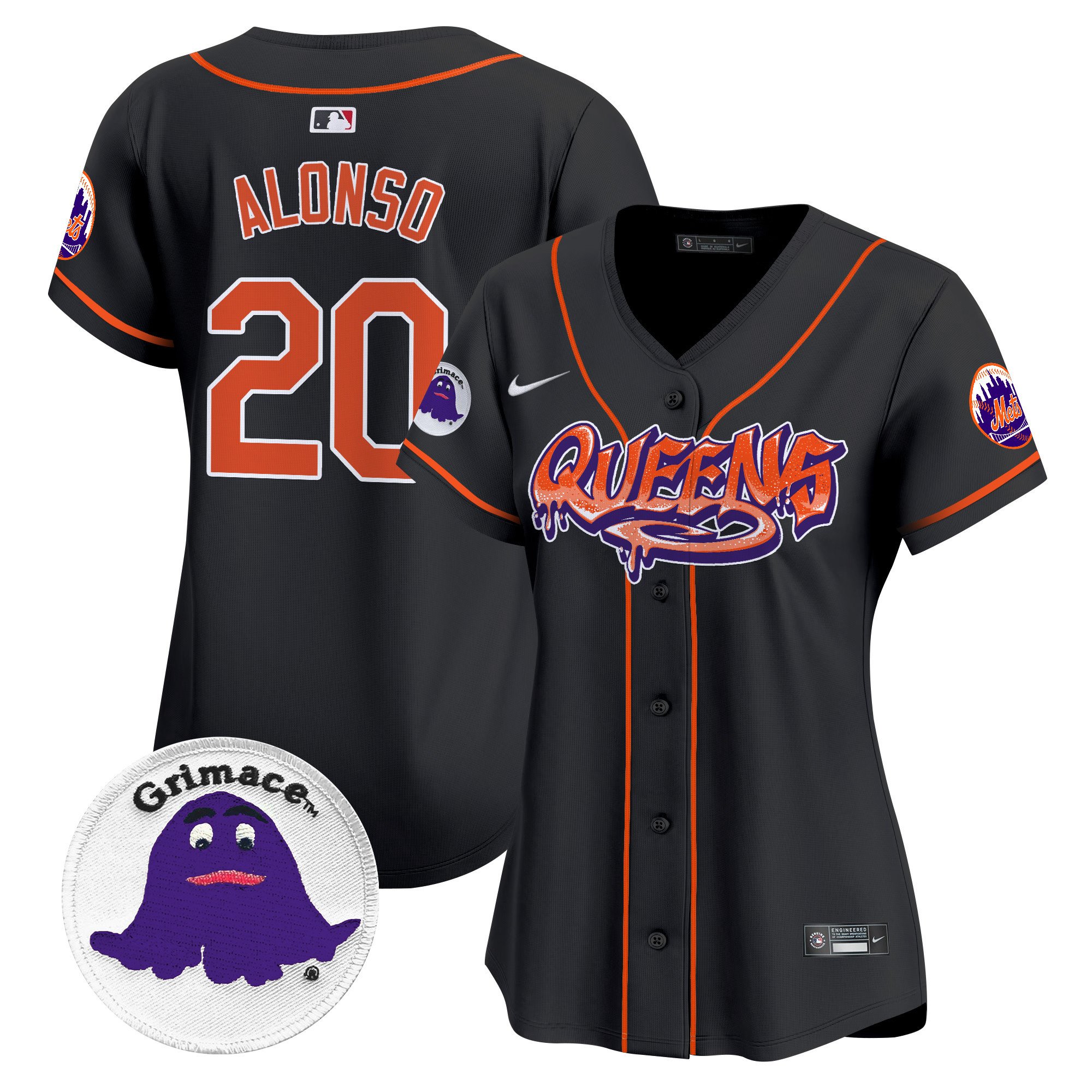 Women's Pete Alonso New York Mets Queens Graffiti Vapor Premier Limited Black Jersey - All Stitched