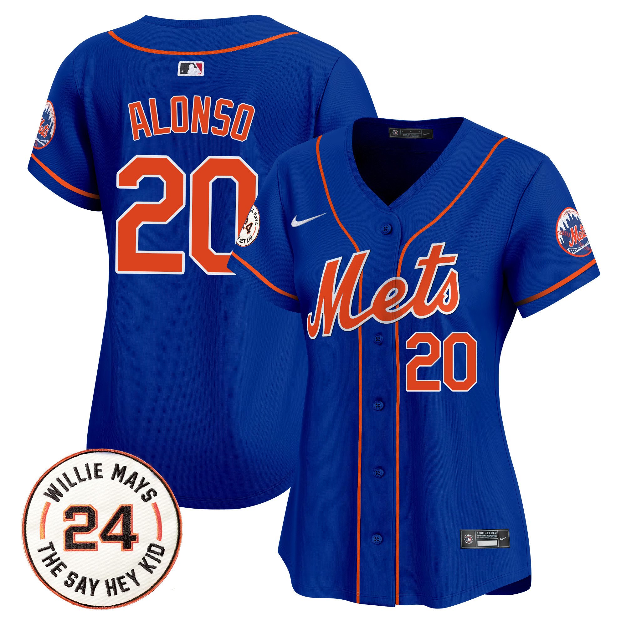 Women's Pete Alonso New York Mets Willie Mays Patch Vapor Premier Limited Royal Jersey - All Stitched
