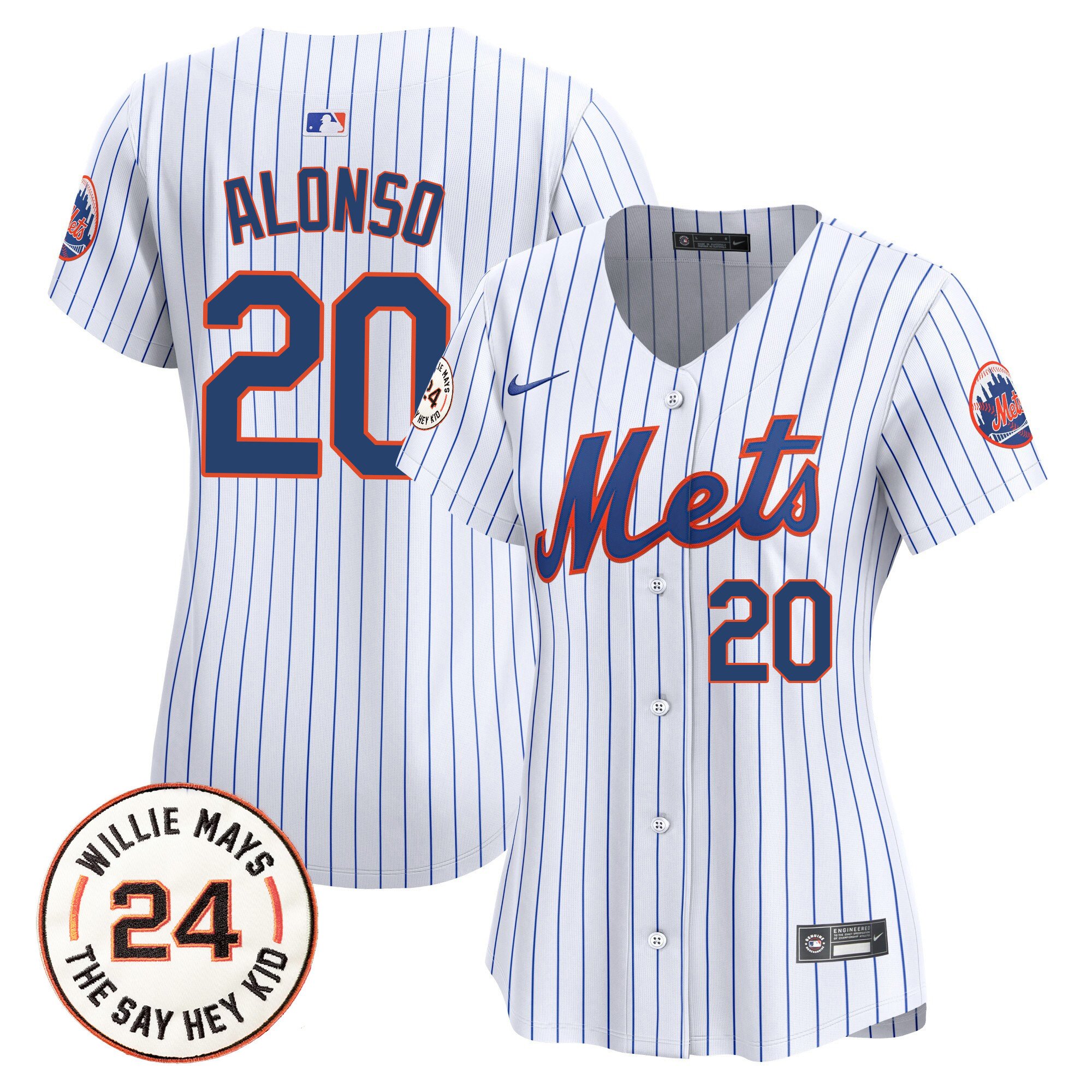 Women's Pete Alonso New York Mets Willie Mays Patch Vapor Premier Limited White Jersey - All Stitched