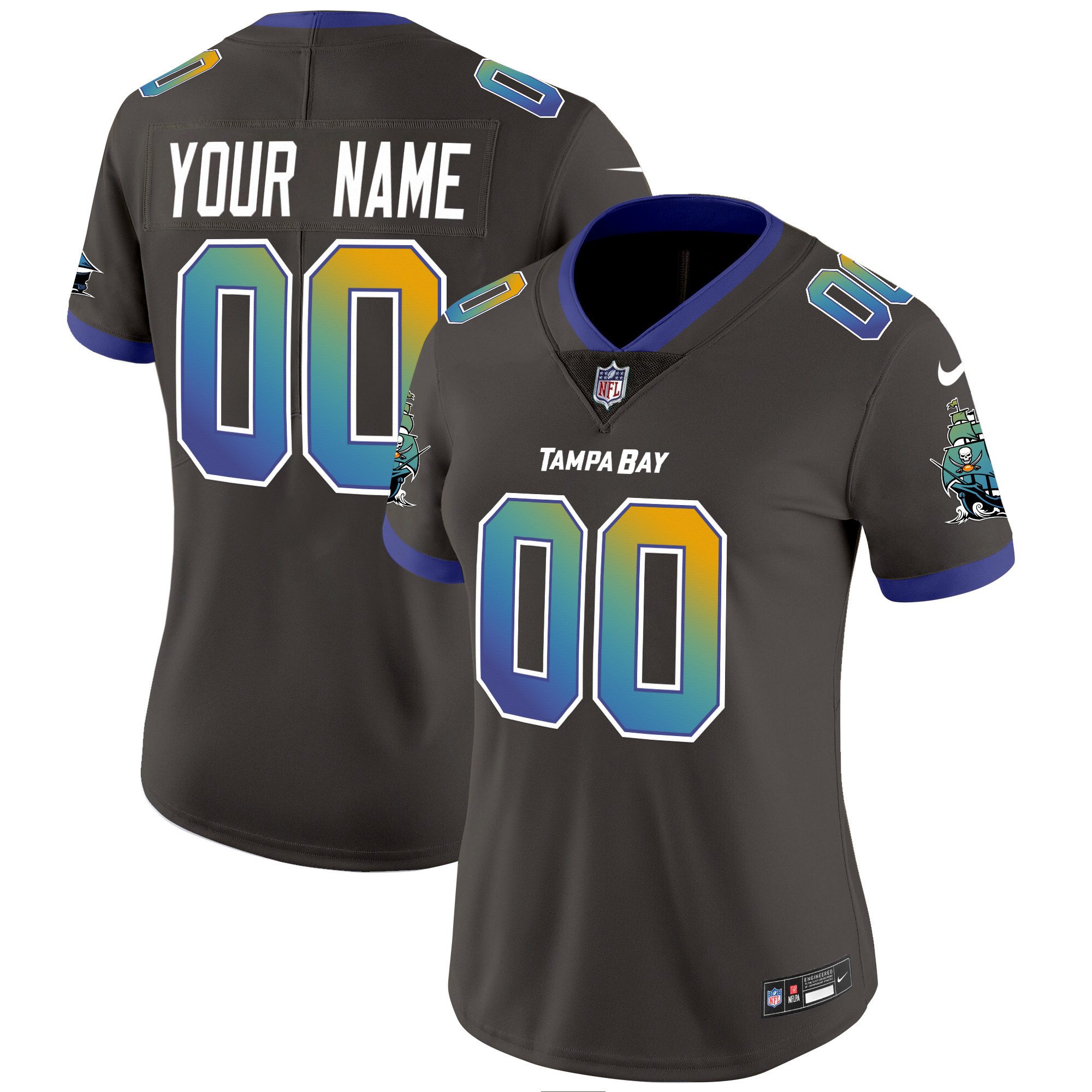 Women's Pewter Tampa Bay Buccaneers "Tampa City" Vapor Limited Custom Jersey - All Stitched