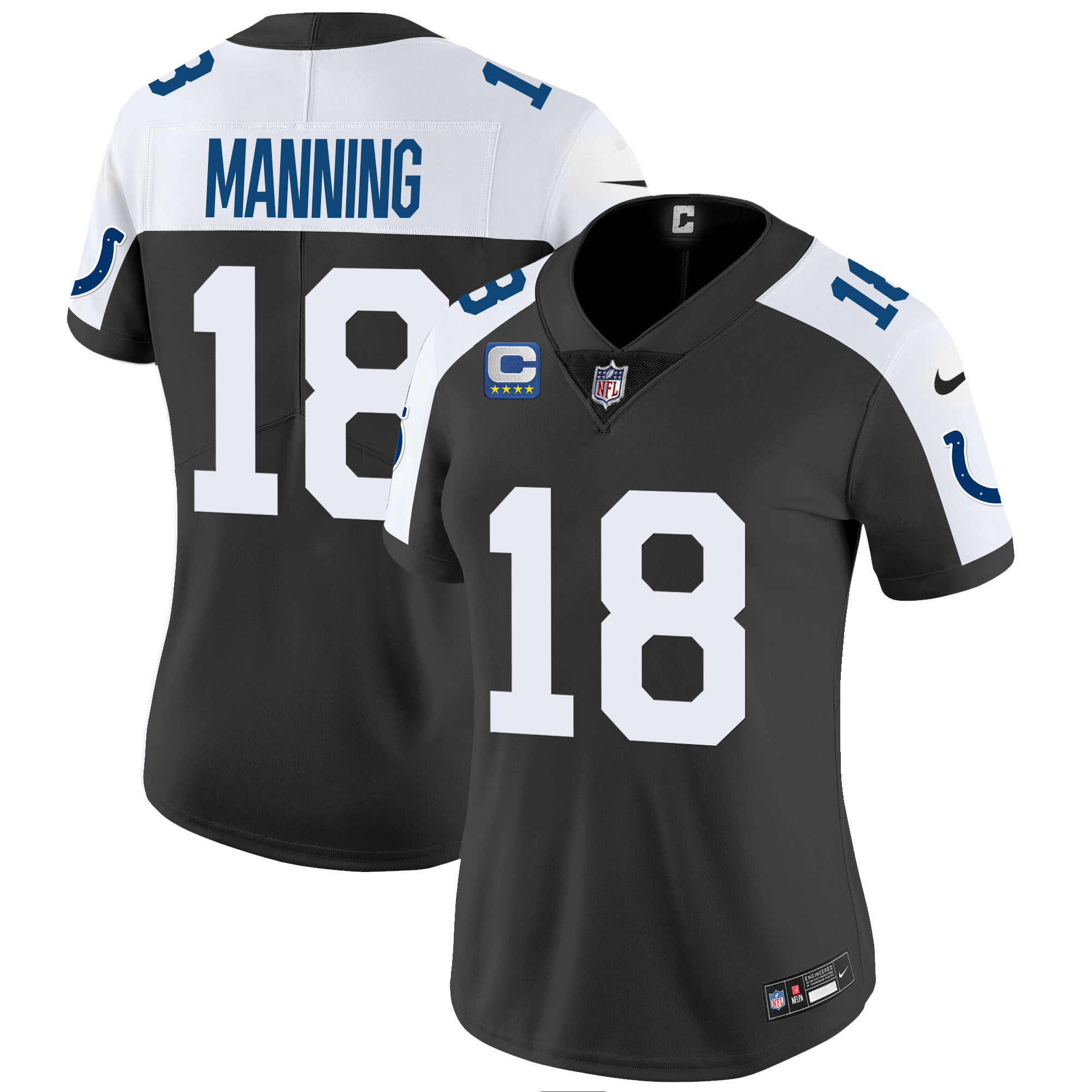 Women's Peyton Manning Indianapolis Colts Vapor Limited Black Alternate Jersey - All Stitched