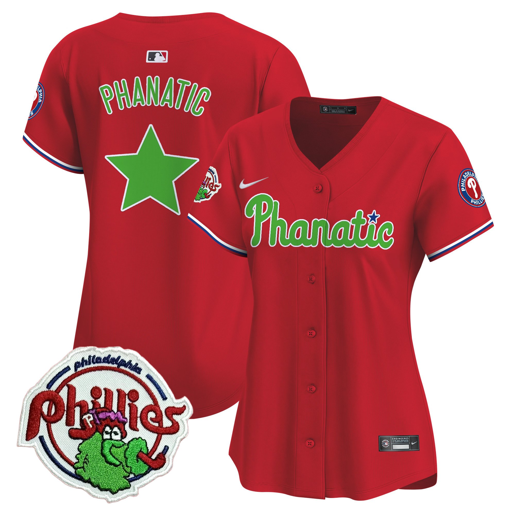 Women's Phanatic Philadelphia Phillies Phanatic Patch Vapor Premier Limited Red Jersey - All Stitched