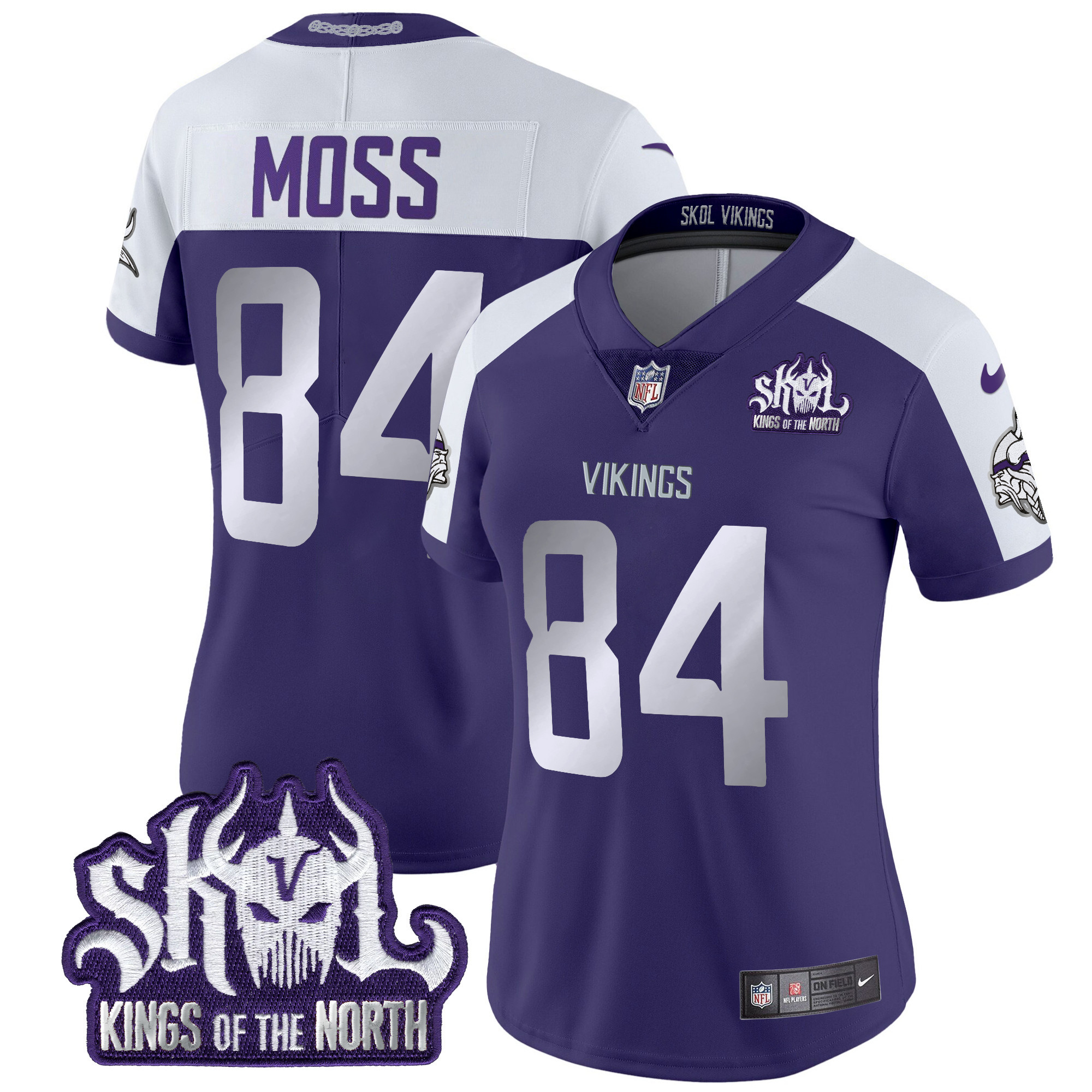 Women's Randy Moss Minnesota Vikings 2024 Winter Warrior Skol Patch Vapor Limited Purple Alternate Jersey - All Stitched