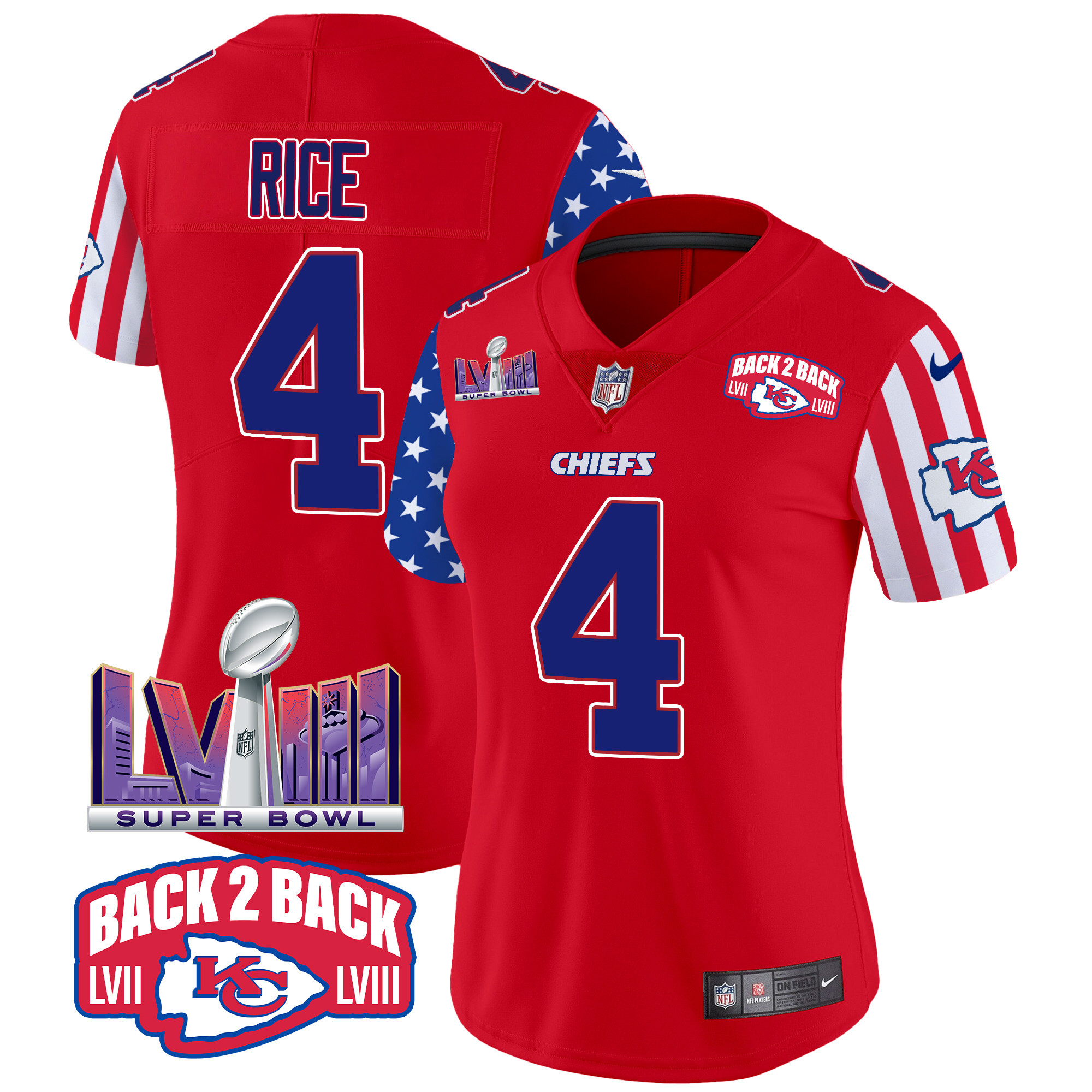 Women's Rashee Rice Kansas City Chiefs American Style Vapor Limited Red Jersey - All Stitched