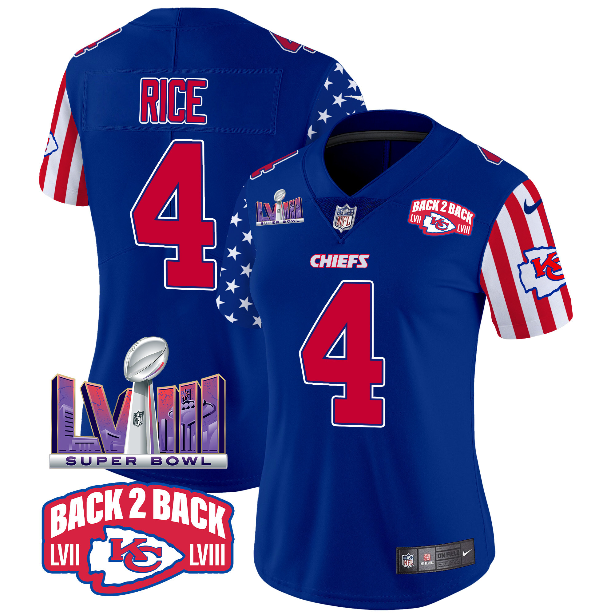 Women's Rashee Rice Kansas City Chiefs American Style Vapor Limited Royal Jersey - All Stitched