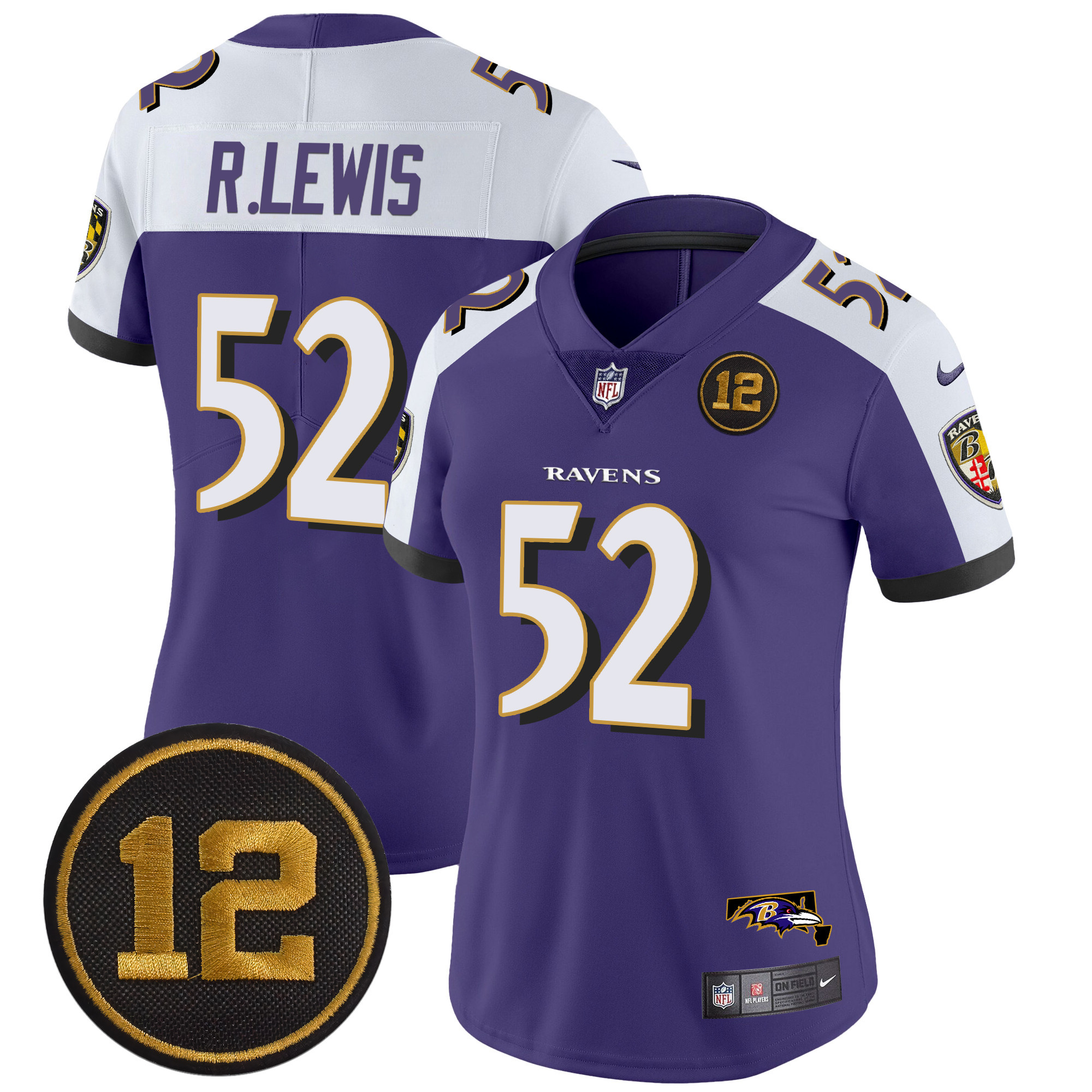 Women's Ray Lewis Baltimore Ravens Jacoby Jones Patch Vapor Limited Purple Alternate Jersey - All Stitched