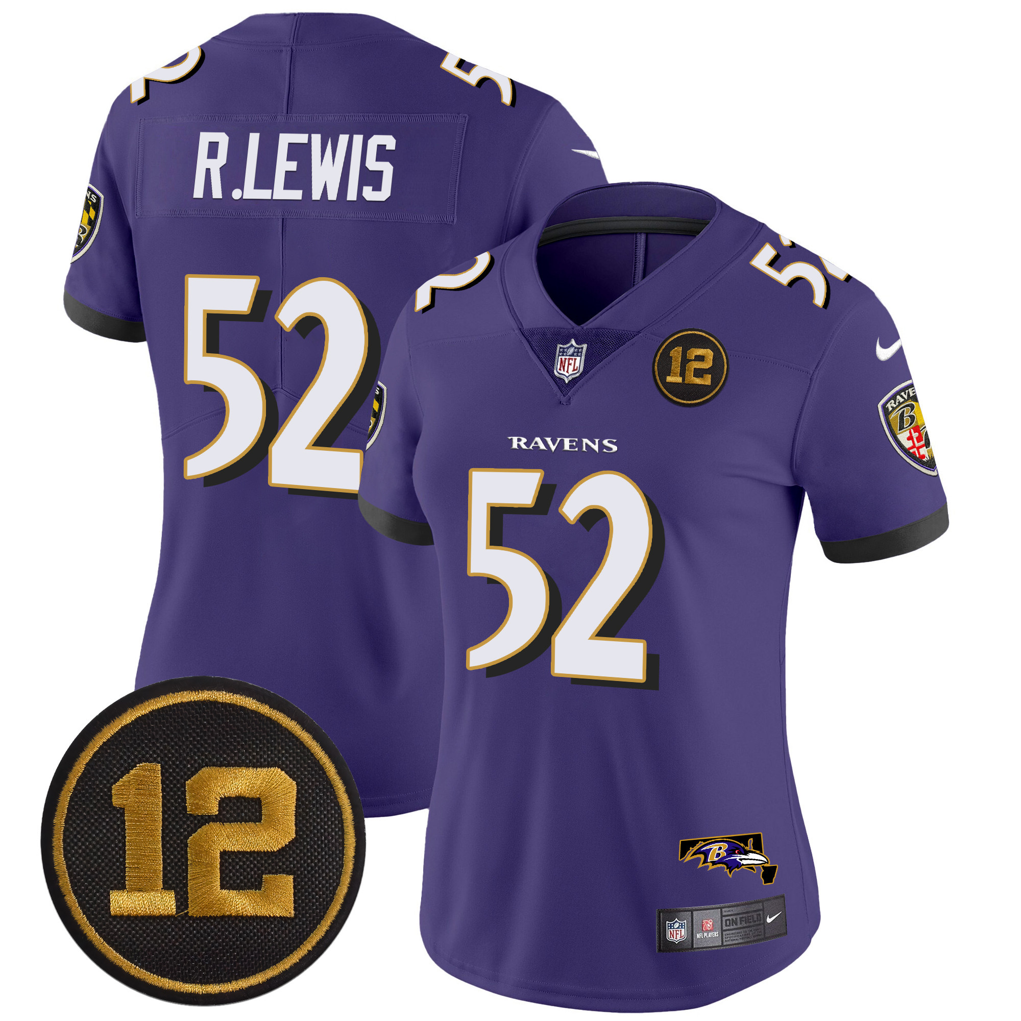 Women's Ray Lewis Baltimore Ravens Jacoby Jones Patch Vapor Limited Purple Jersey - All Stitched