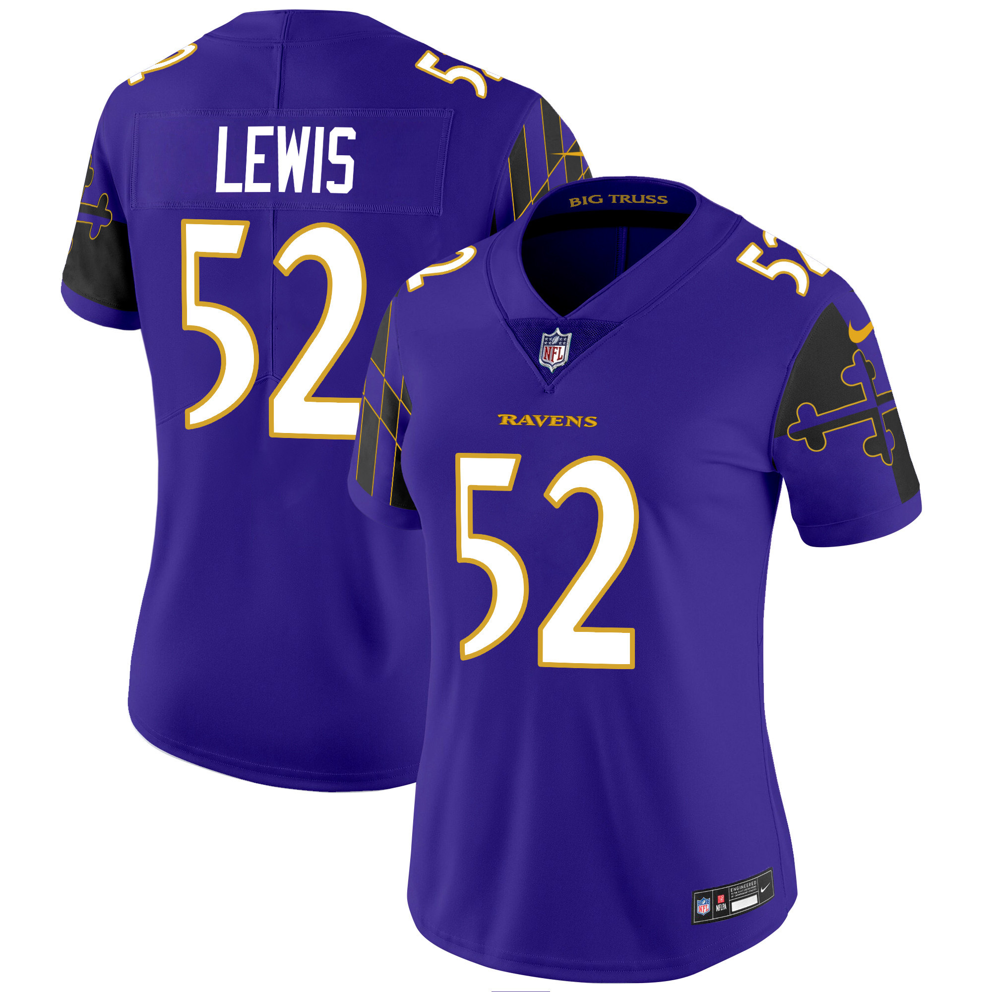 Women's Ray Lewis Baltimore Ravens Maryland Flag Vapor Limited Purple Jersey - All Stitched