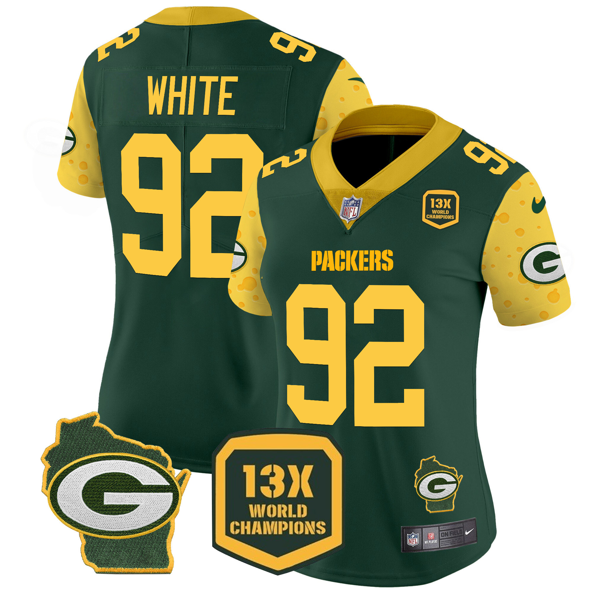 Women's Reggie White Green Bay Packers Cheese Vapor Limited Green Jersey â€“ All Stitched