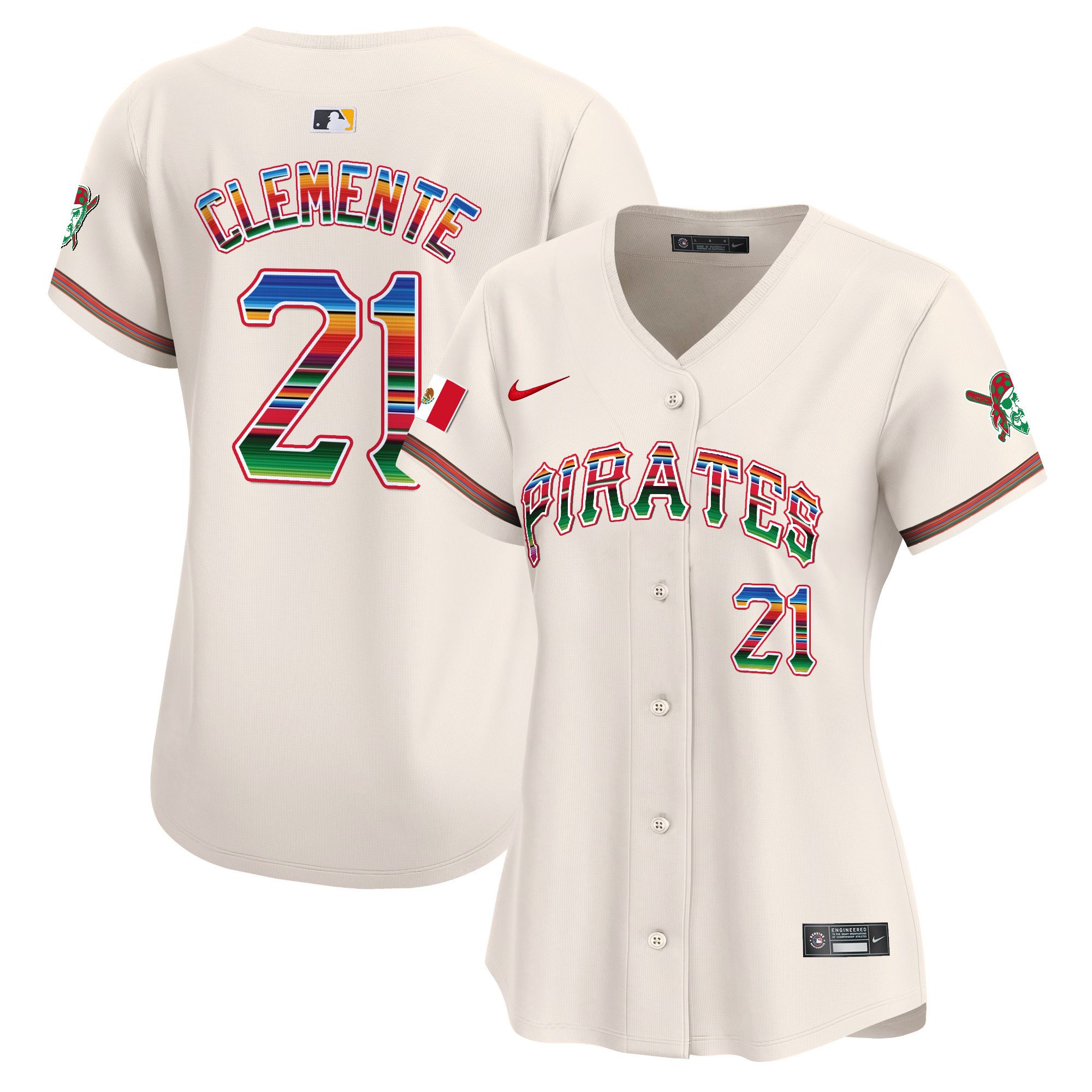 Women's Roberto Clemente Pittsburgh Pirates Mexico Vapor Premier Limited Cream Jersey - All Stitched