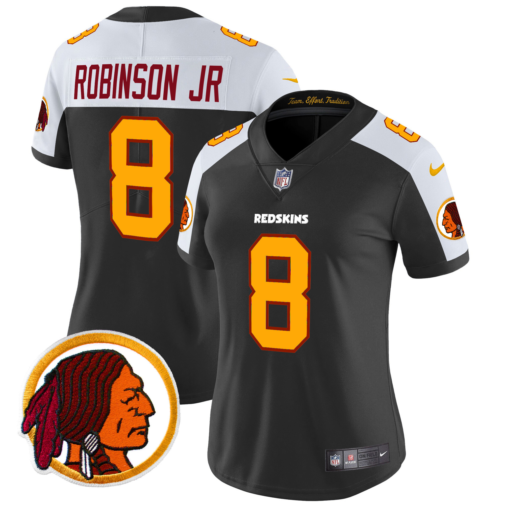Women's Robinson Jr. Washington Redskins Throwback Vapor Limited Black Alternate Jersey V2 - All Stitched