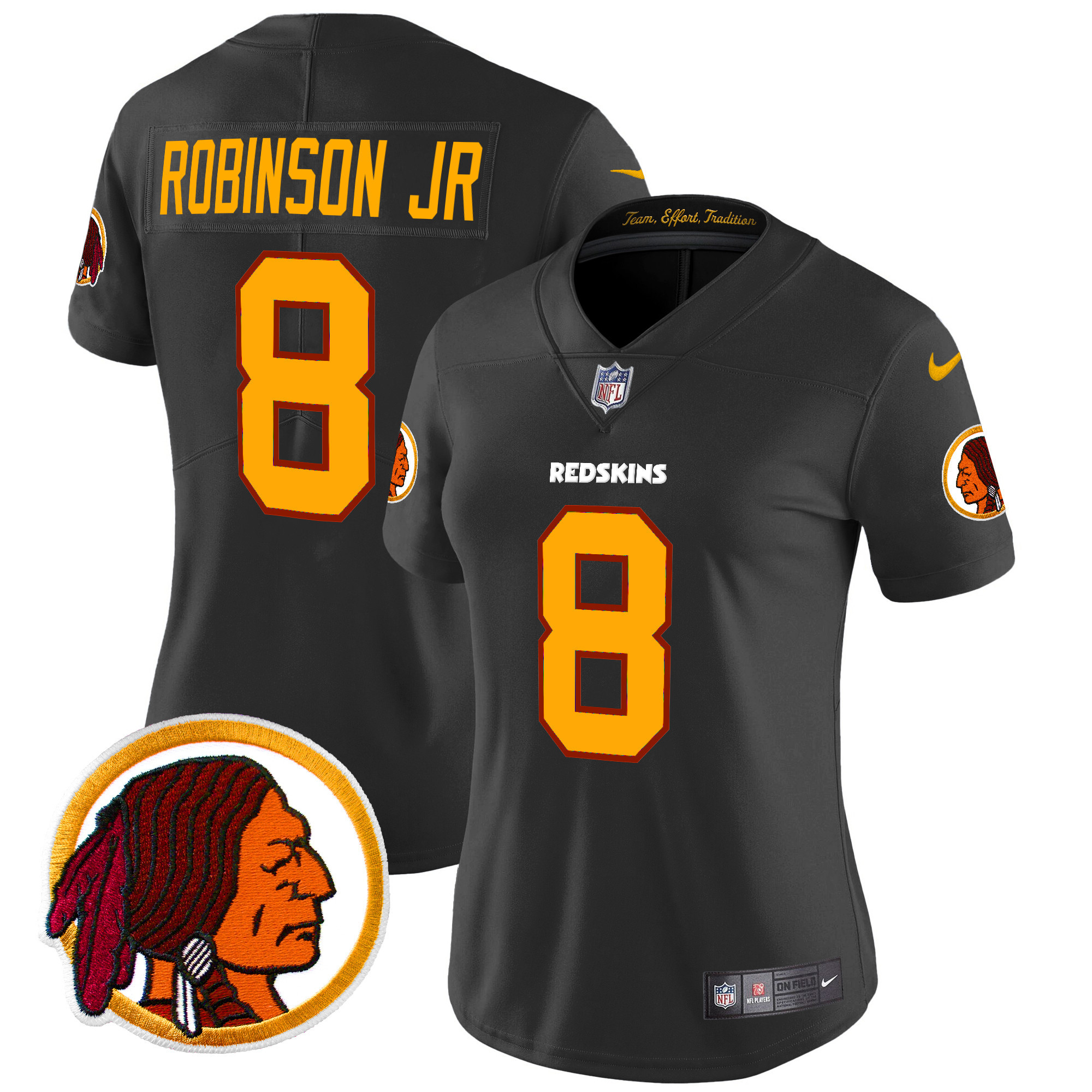 Women's Robinson Jr. Washington Redskins Throwback Vapor Limited Black Jersey V2 - All Stitched