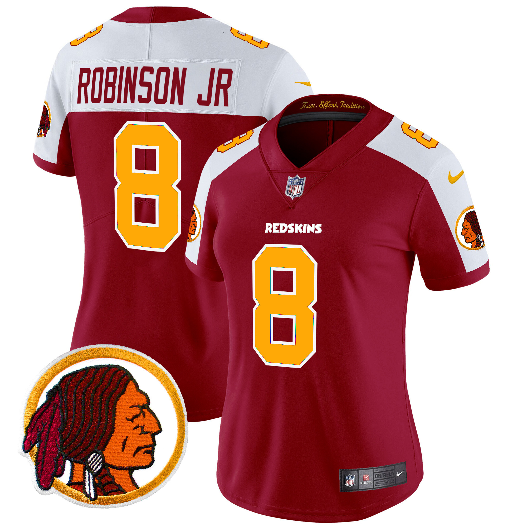 Women's Robinson Jr. Washington Redskins Throwback Vapor Limited Burgundy Alternate Jersey V2 - All Stitched