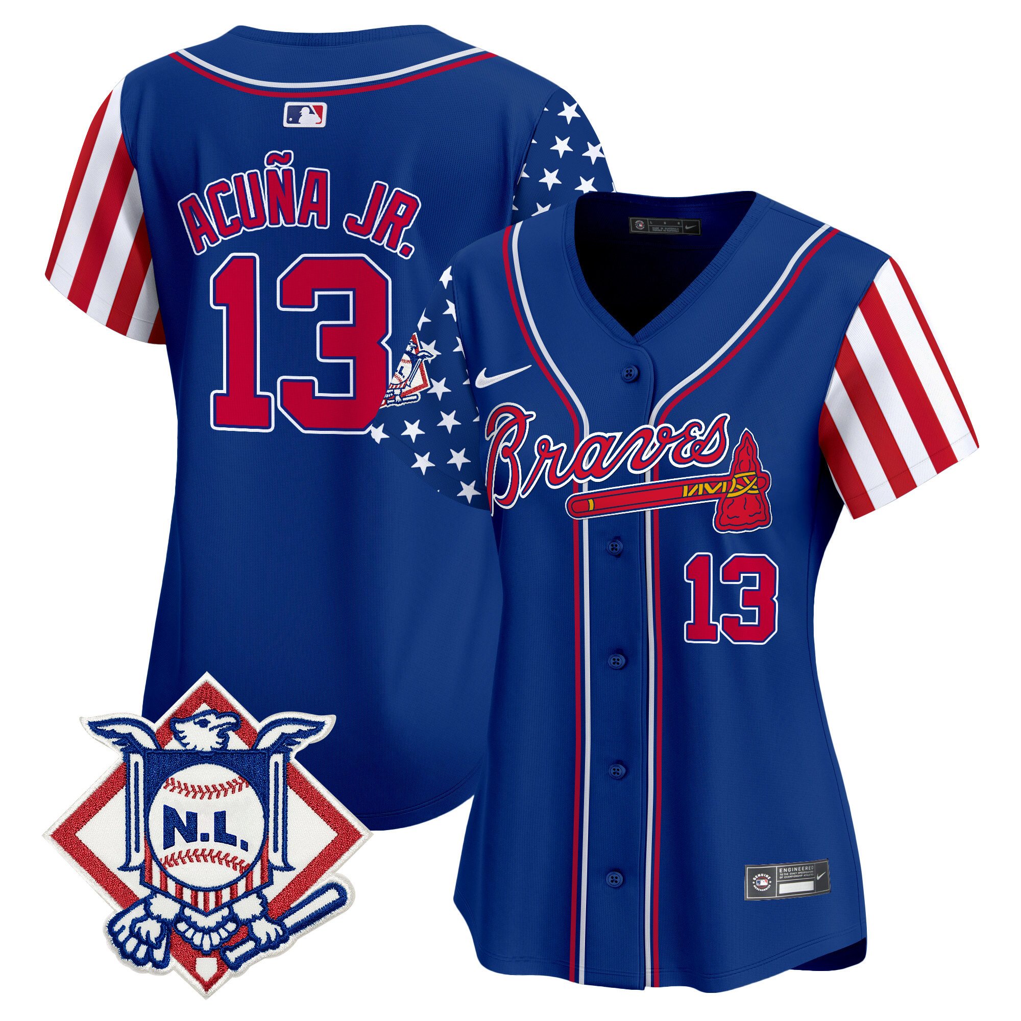 Women's Ronald Acuna Jr. Atlanta Braves 2024 Fourth of July Vapor Premier Limited Royal Jersey V2 - All Stitched