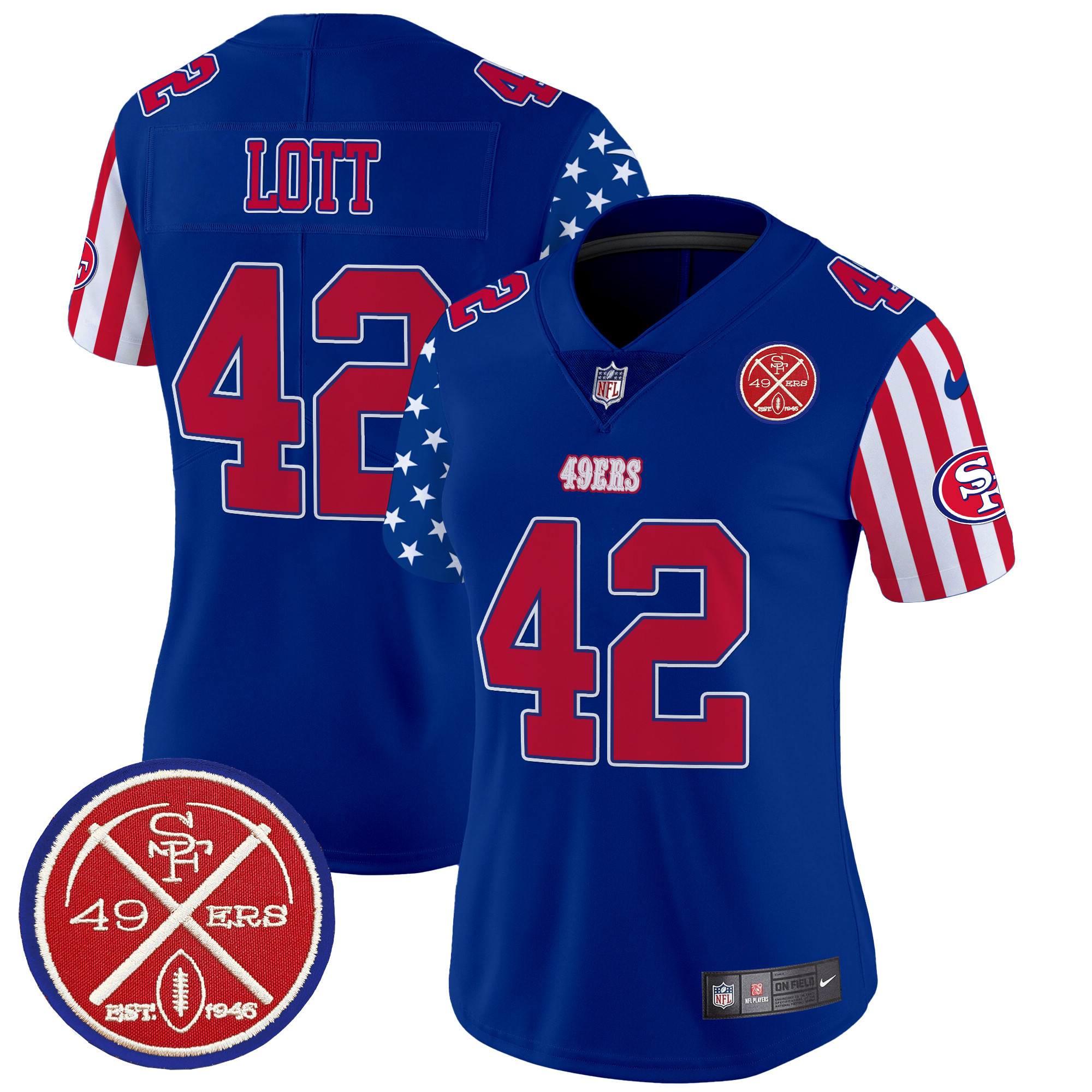 Women's Ronnie Lott San Francisco 49ers American Style Vapor Limited Royal Jersey - All Stitched
