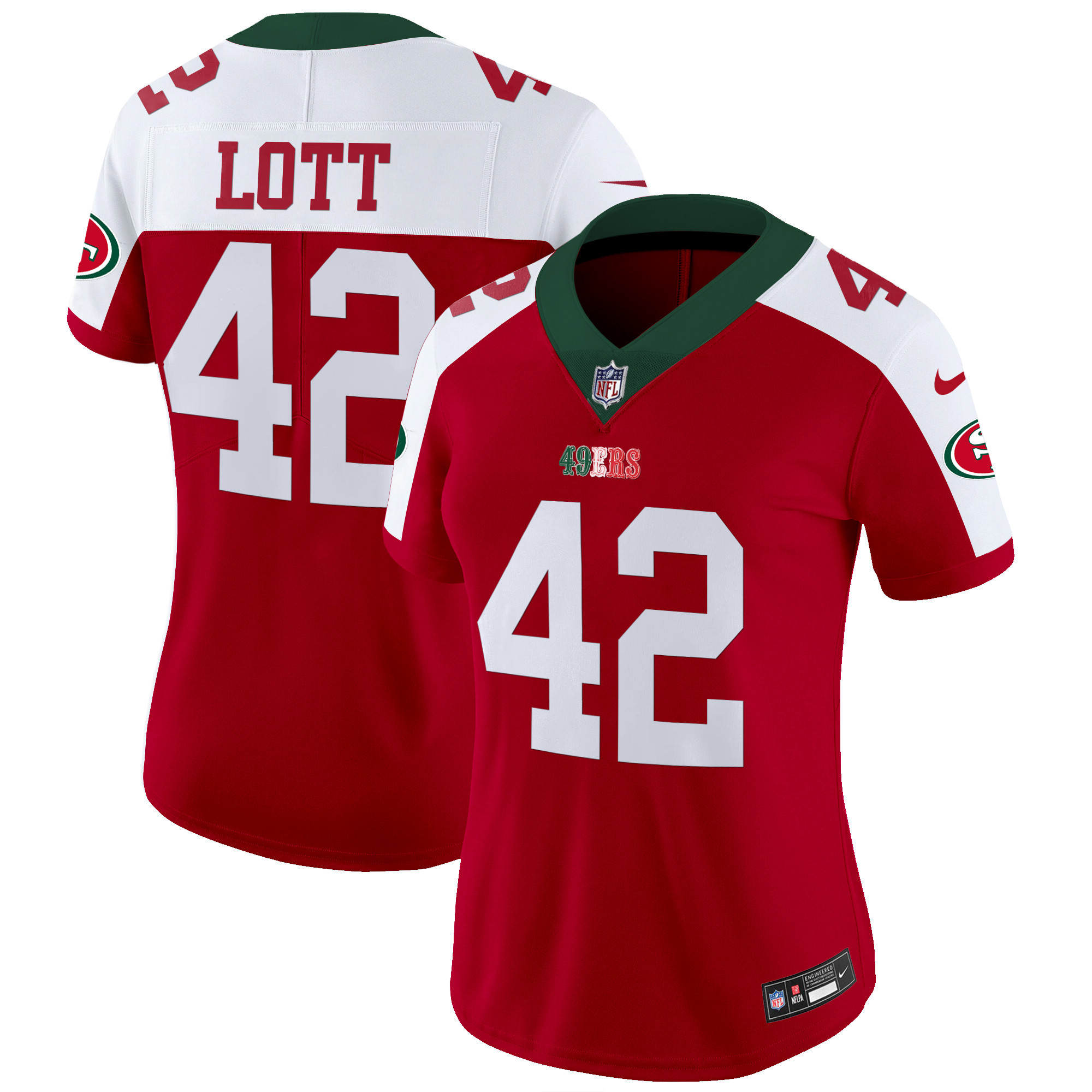 Women's Ronnie Lott San Francisco 49ers Mexico Vapor Red Alternate Jersey V2 - All Stitched