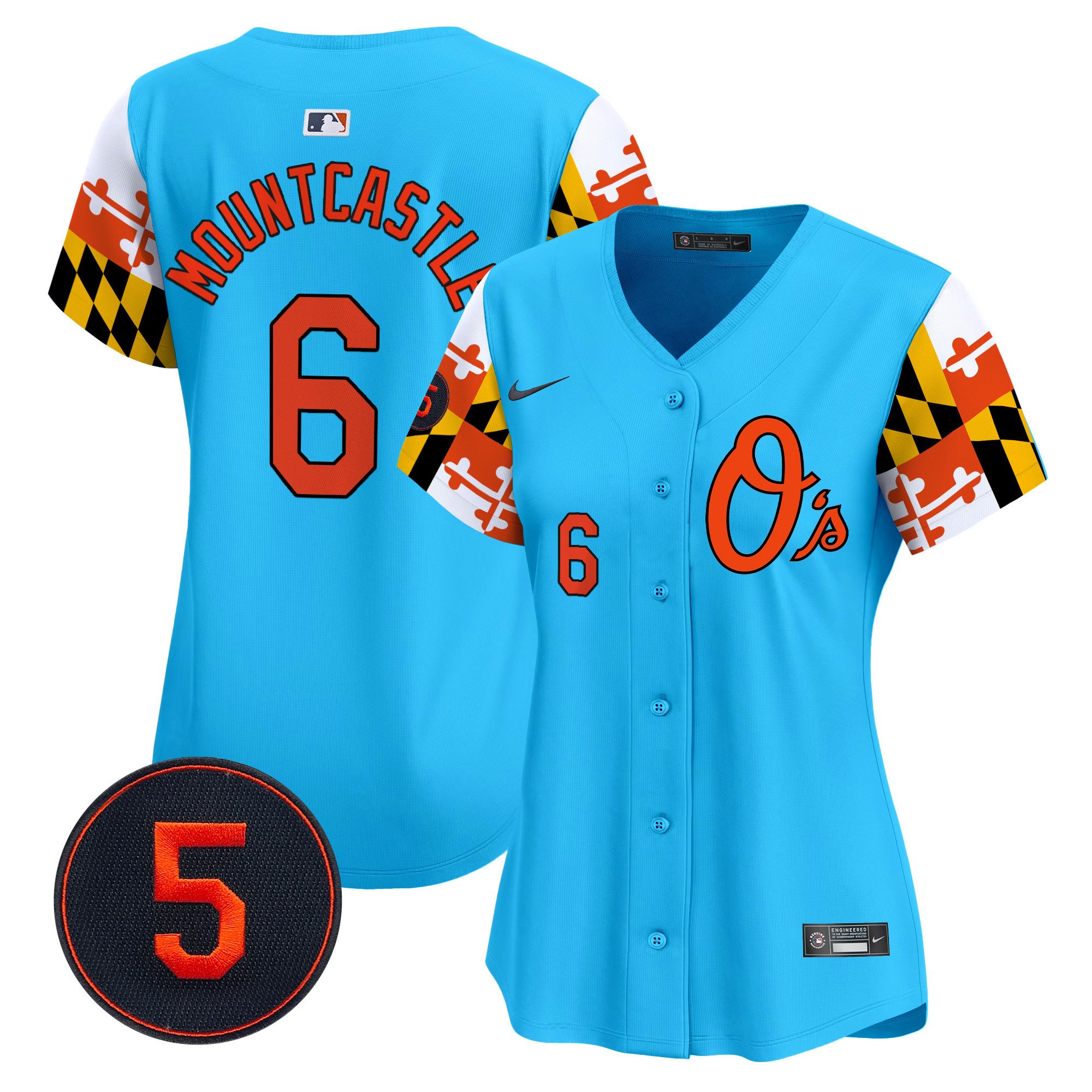 Women's Ryan Mountcastle Baltimore Orioles Robinson Patch Vapor Premier Limited Light Blue Jersey V5 - All Stitched