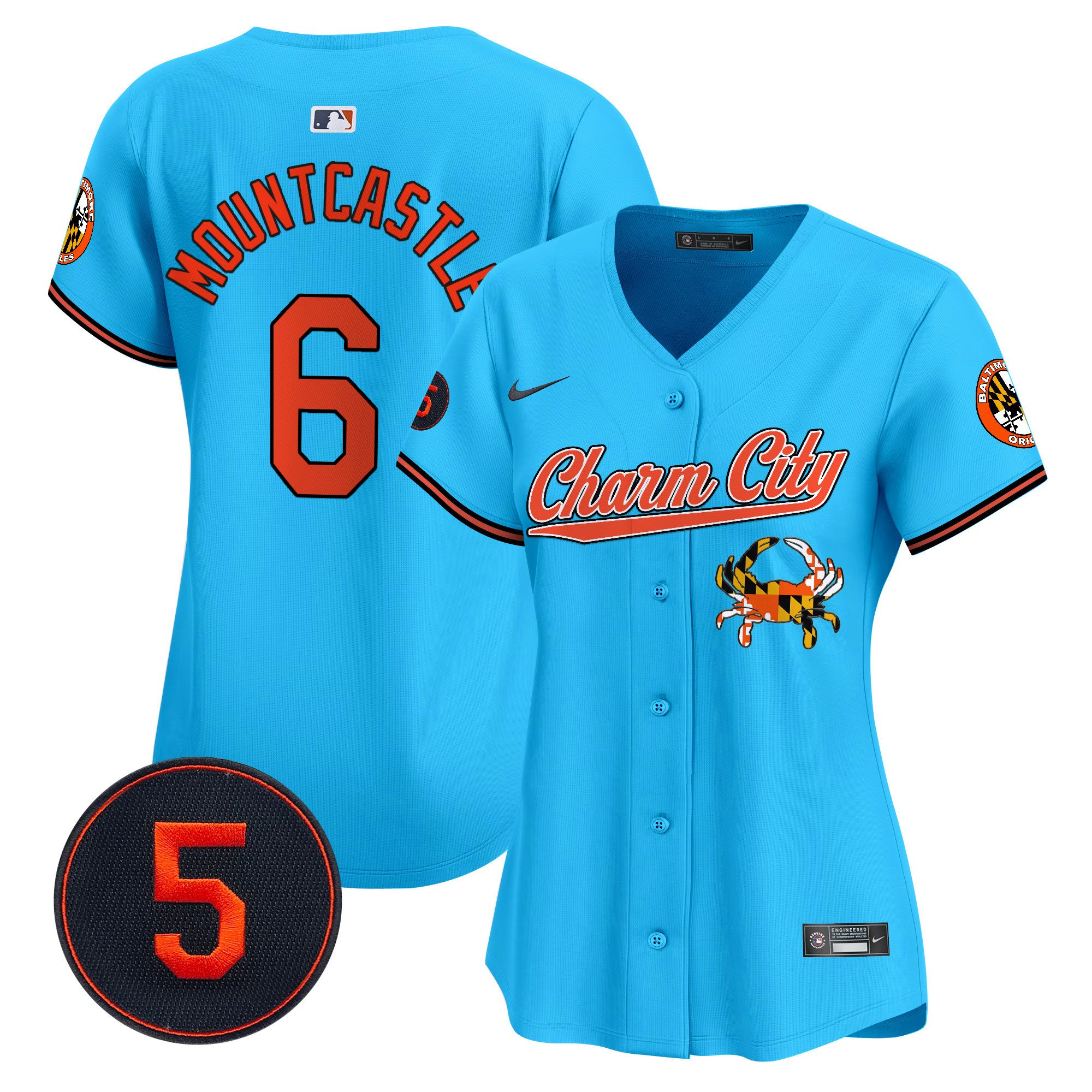 Women's Ryan Mountcastle Baltimore Orioles Robinson Patch Vapor Premier Limited Light Blue Jersey V8 - All Stitched