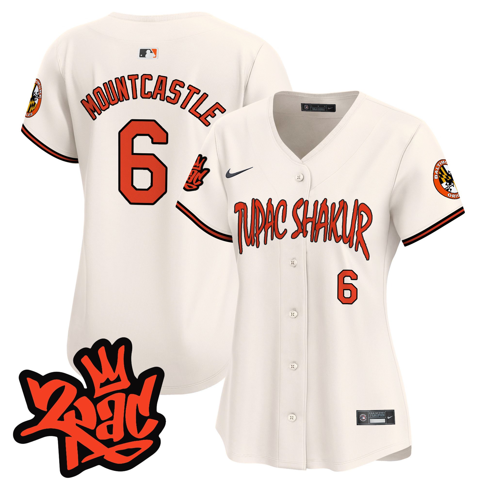 Women's Ryan Mountcastle Baltimore Orioles Tupac Shakur Vapor Premier Limited Cream Jersey - All Stitched