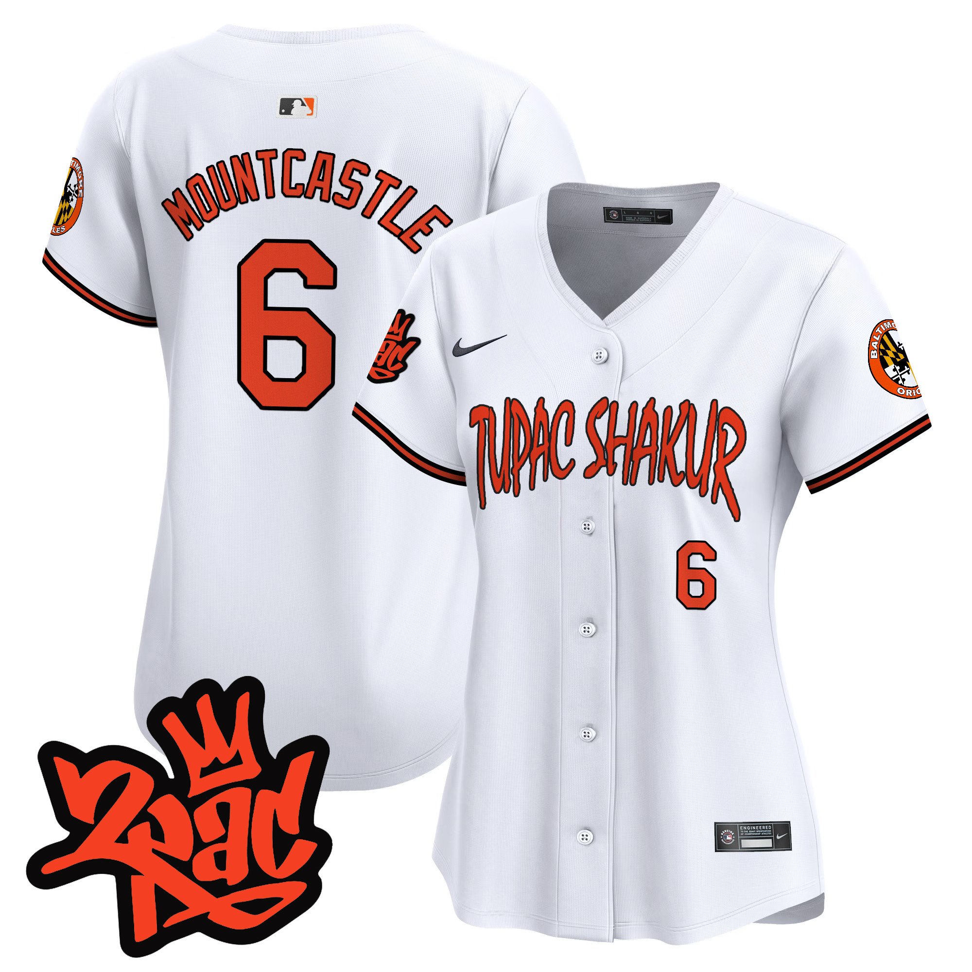 Women's Ryan Mountcastle Baltimore Orioles Tupac Shakur Vapor Premier Limited White Jersey - All Stitched