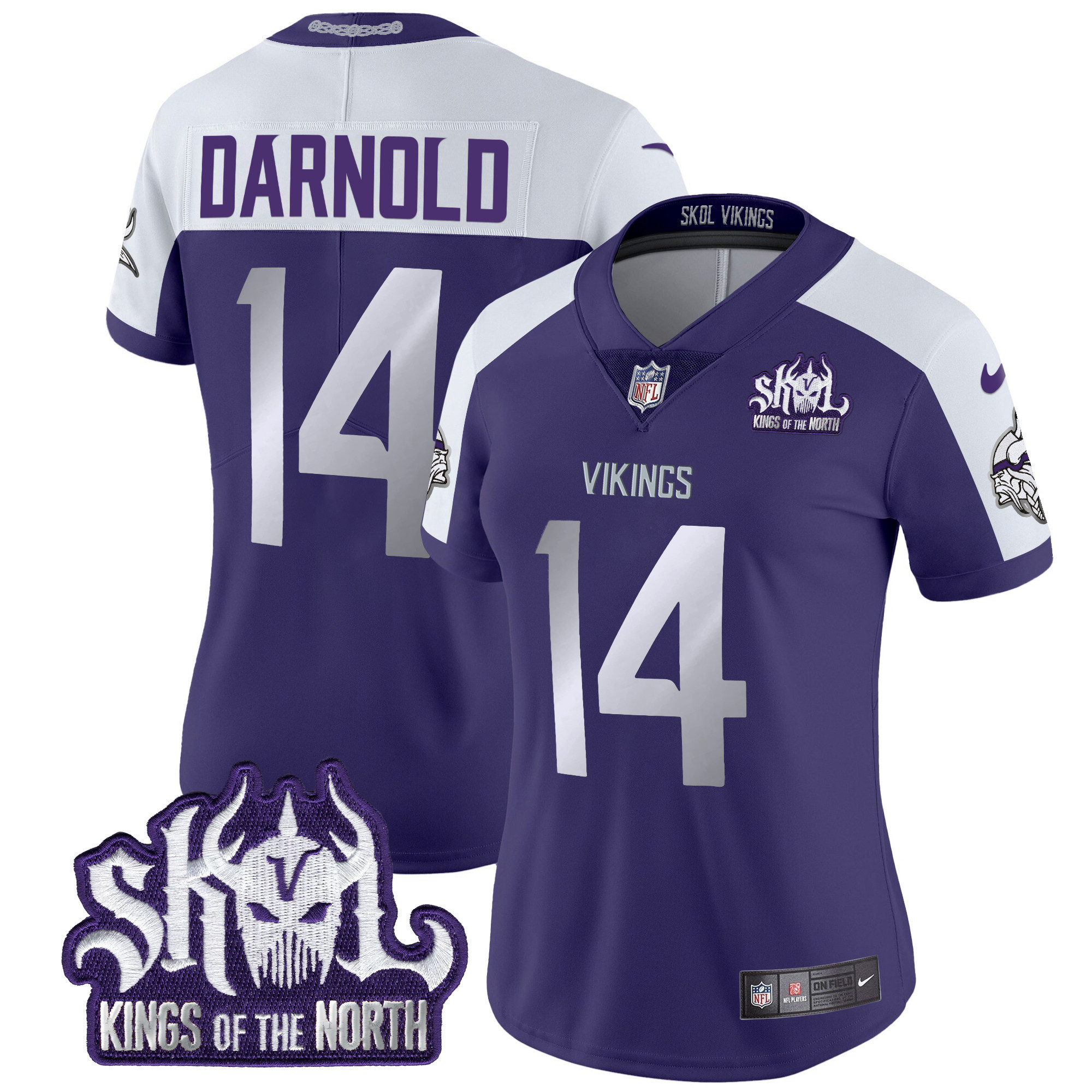 Women's Sam Darnold Minnesota Vikings 2024 Winter Warrior Skol Patch Vapor Limited Purple Alternate Jersey - All Stitched