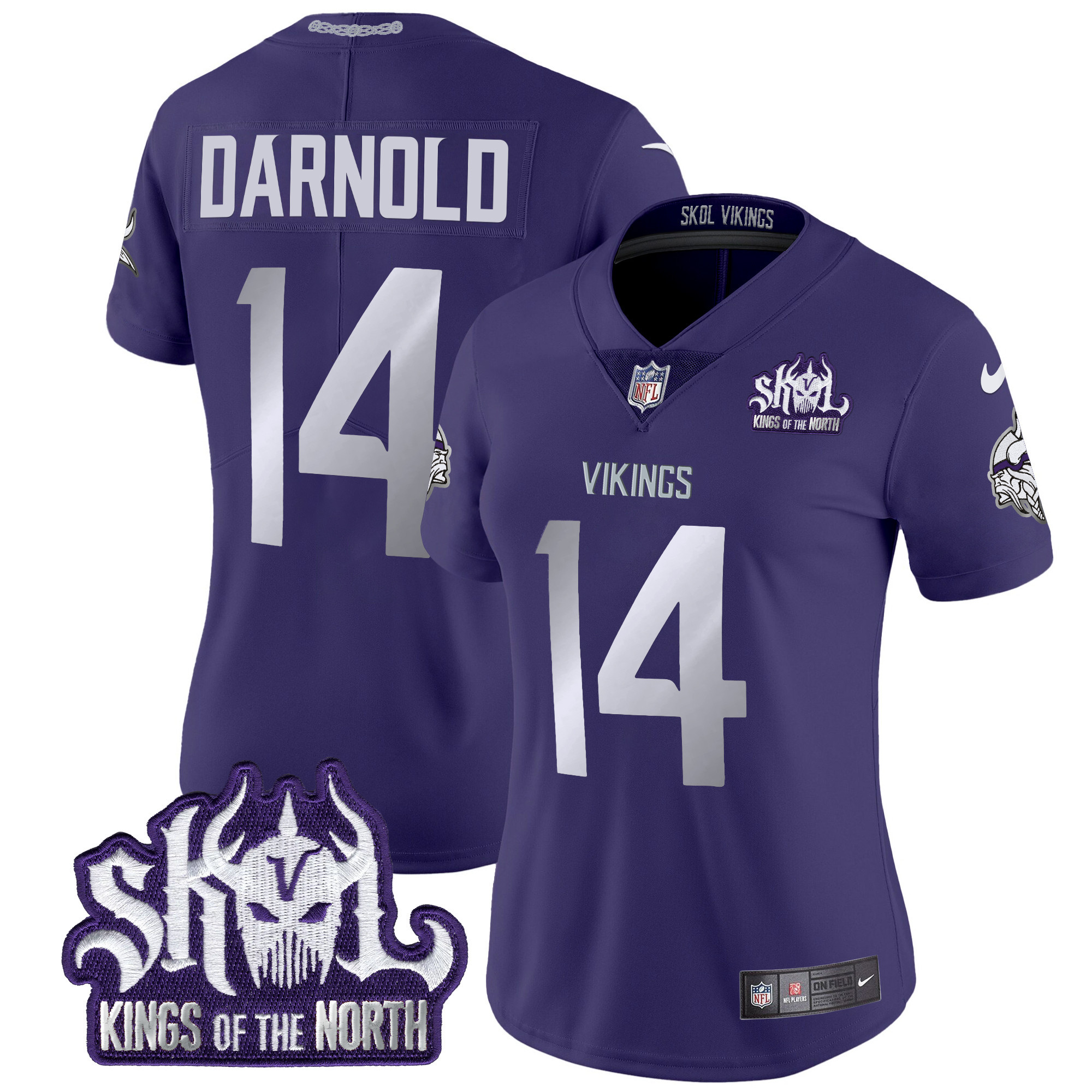Women's Sam Darnold Minnesota Vikings 2024 Winter Warrior Skol Patch Vapor Limited Purple Jersey - All Stitched