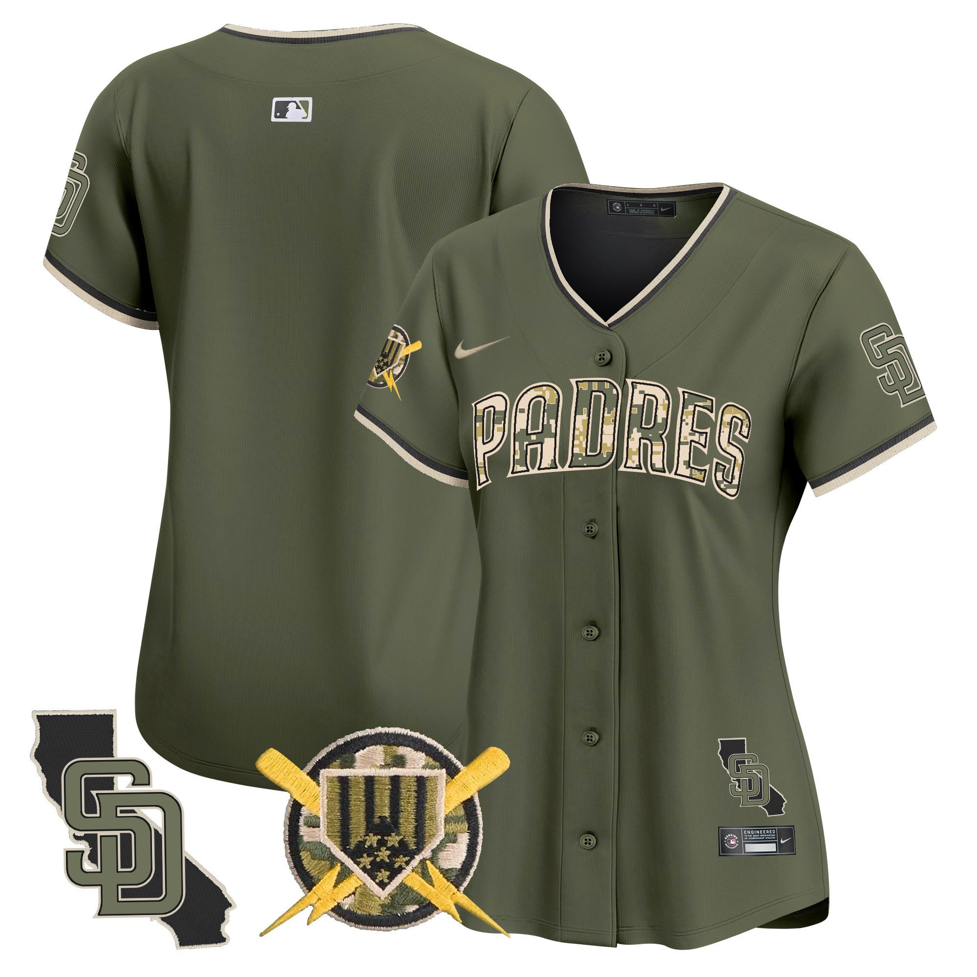 Women's San Diego Padres Armed Forces Day Vapor Premier Limited Green Jersey - All Stitched