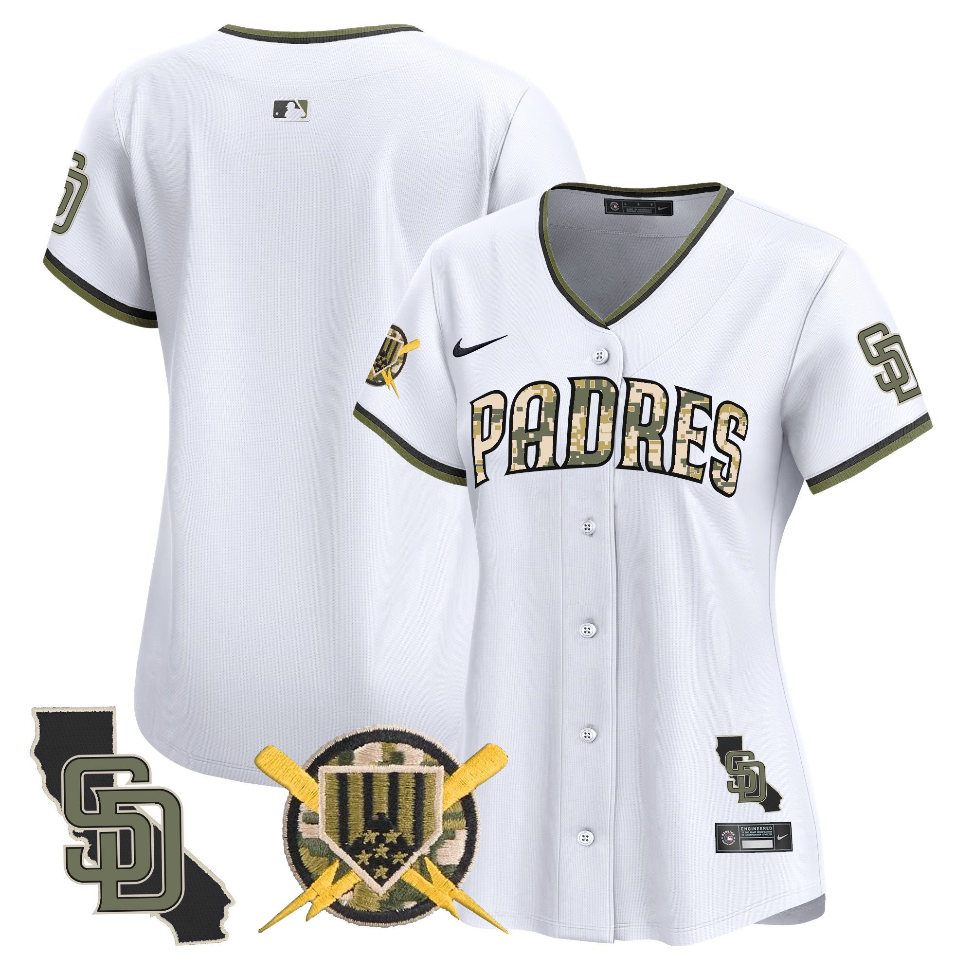 Women's San Diego Padres Armed Forces Day Vapor Premier Limited White Jersey - All Stitched