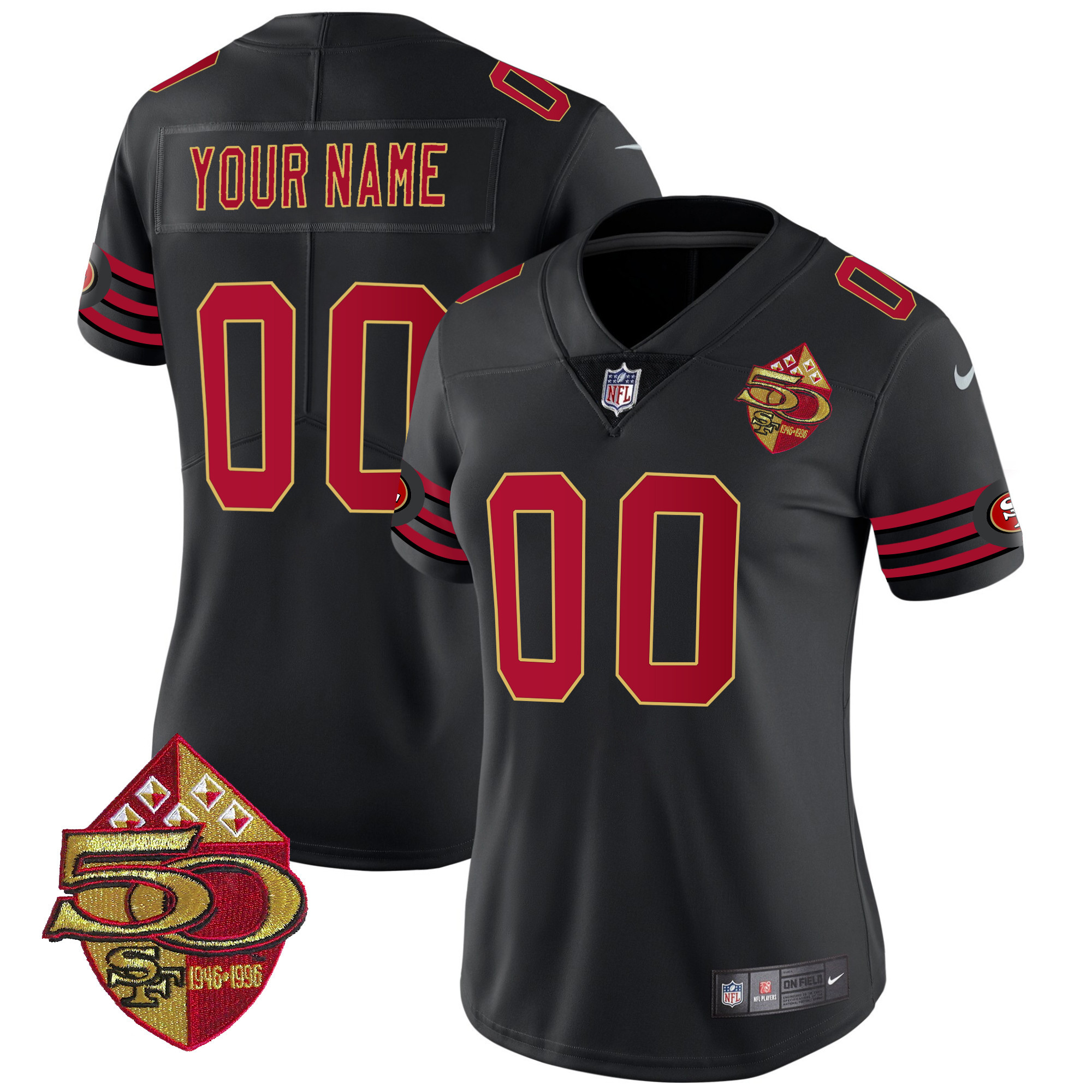 Women's San Francisco 49ers 1996 Throwback Vapor Limited Custom Black Jersey - All Stitched