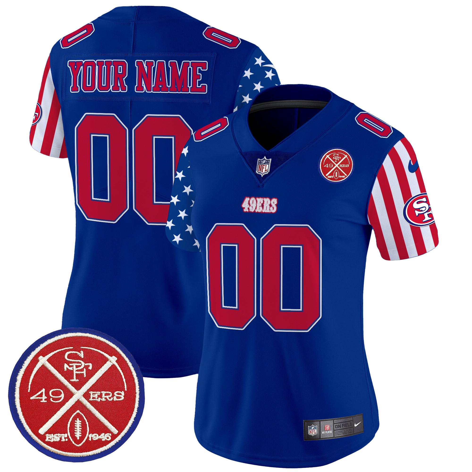 Women's San Francisco 49ers American Style Vapor Limited Custom Royal Jersey - All Stitched