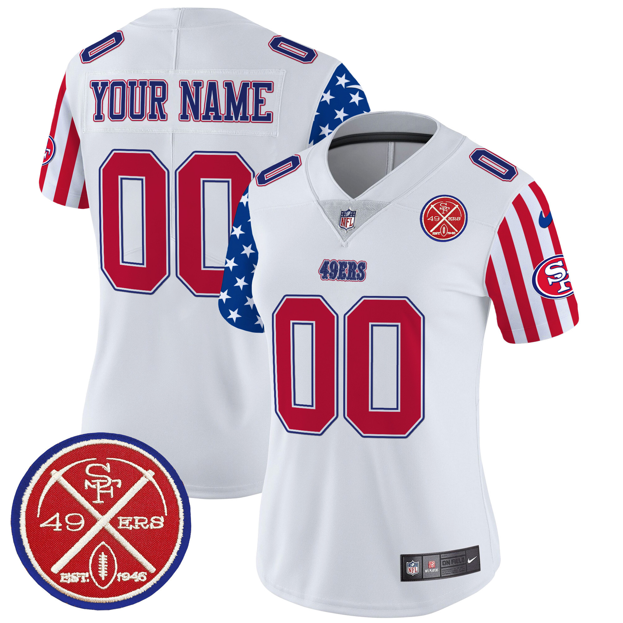 Women's San Francisco 49ers American Style Vapor Limited Custom White Jersey - All Stitched